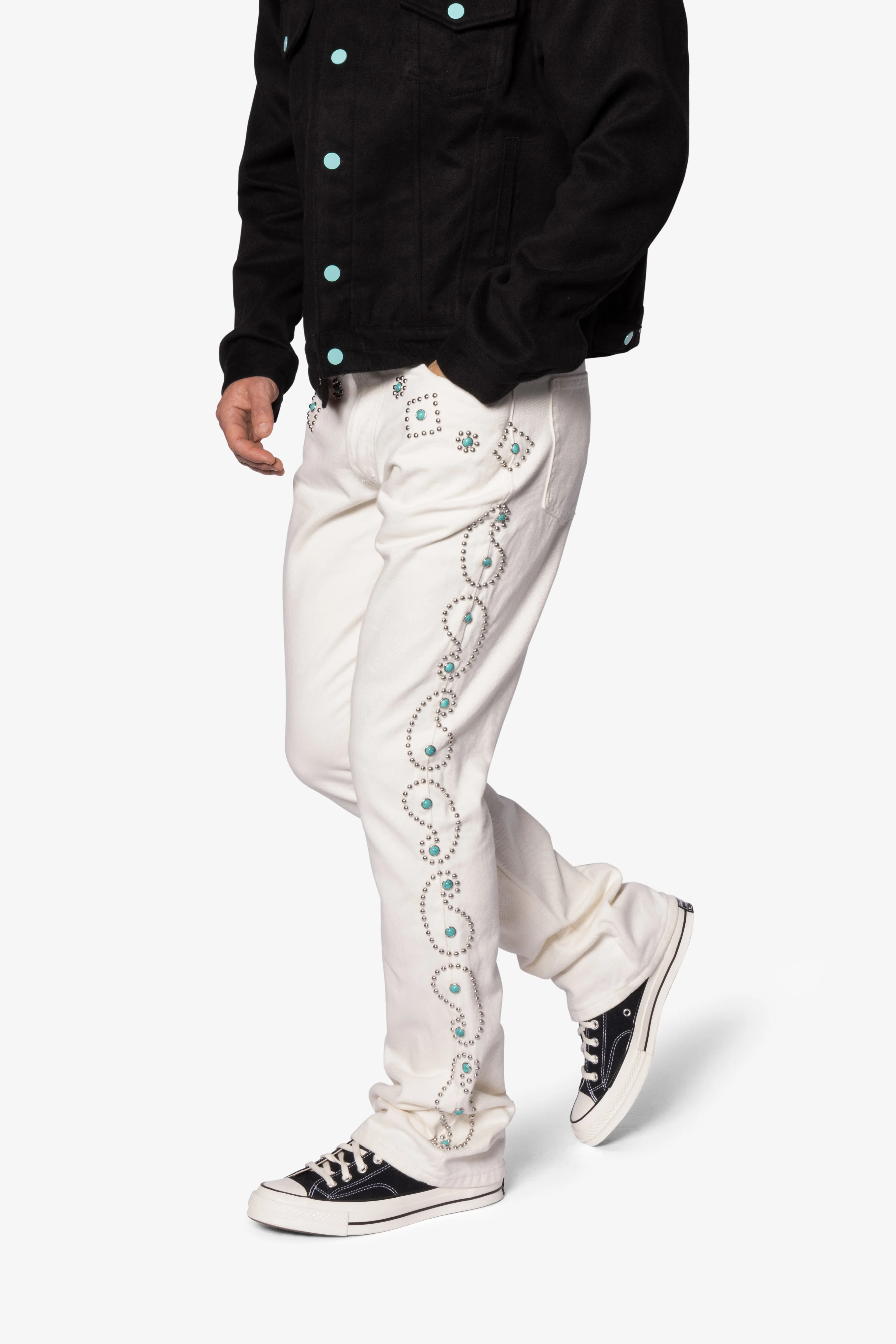 B660 Paisley Stud Flare Pants - Ivory sold by MNML product image thumbnail 2