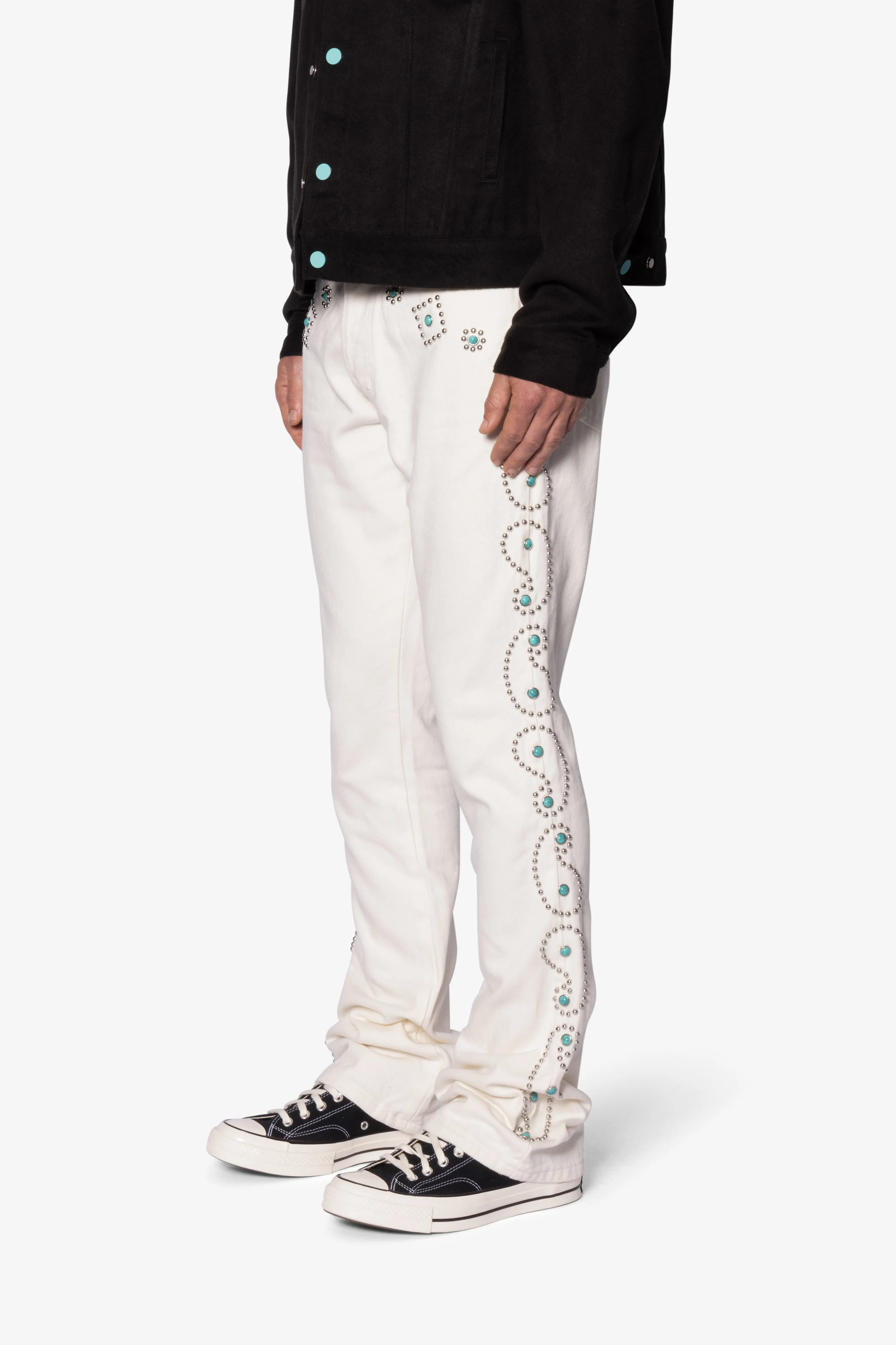 B660 Paisley Stud Flare Pants - Ivory sold by MNML product image thumbnail 4
