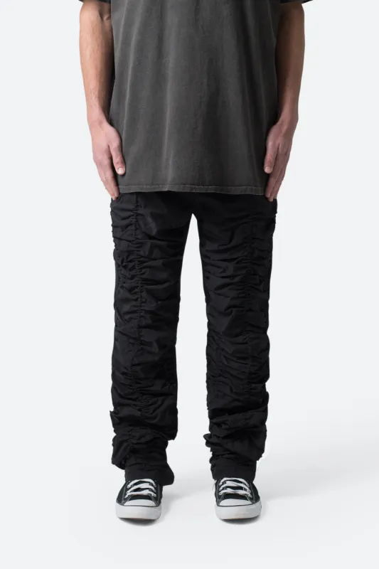 Ruched Stacked Drawcord Pants - Black sold by MNML