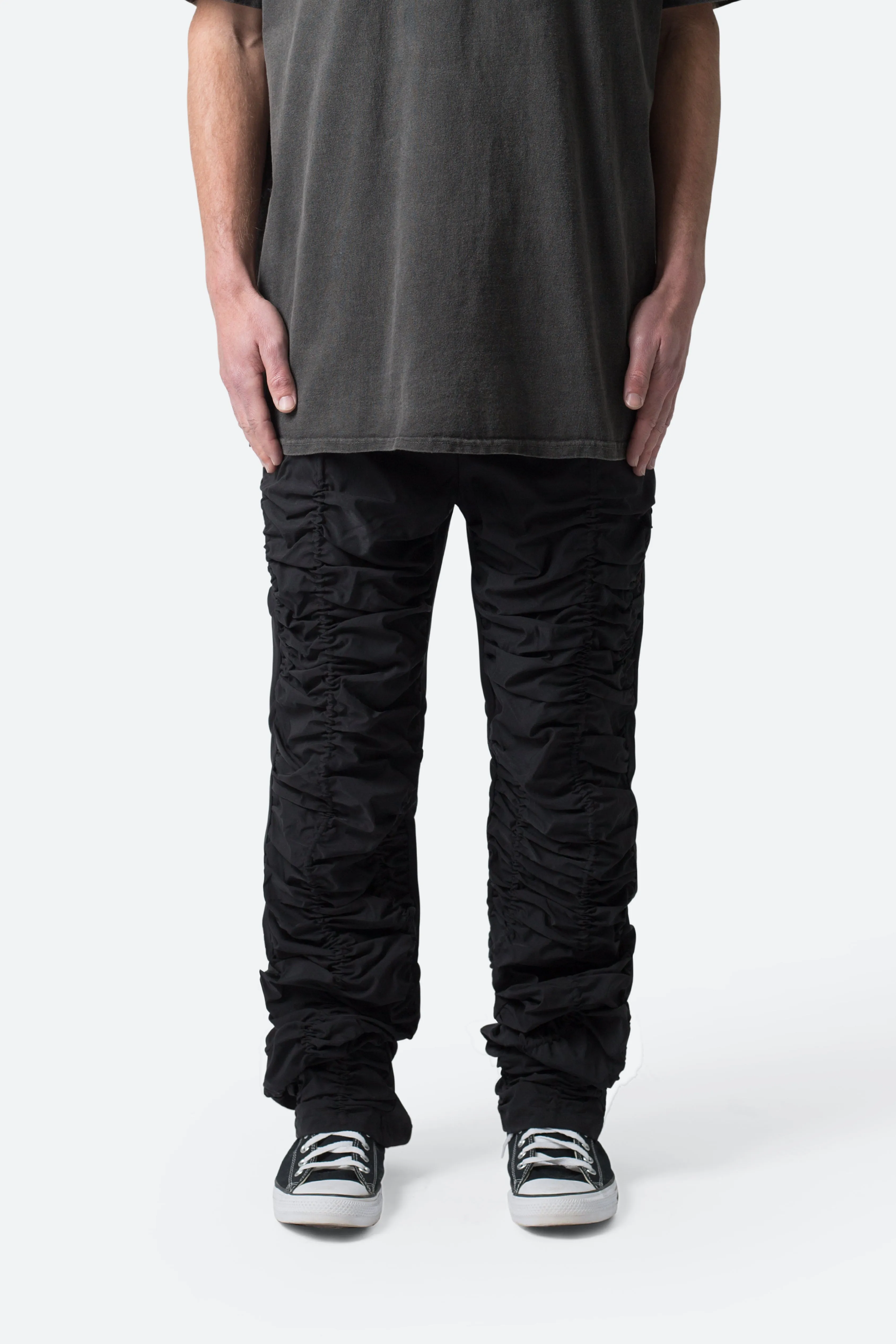 Ruched Stacked Drawcord Pants - Black sold by MNML