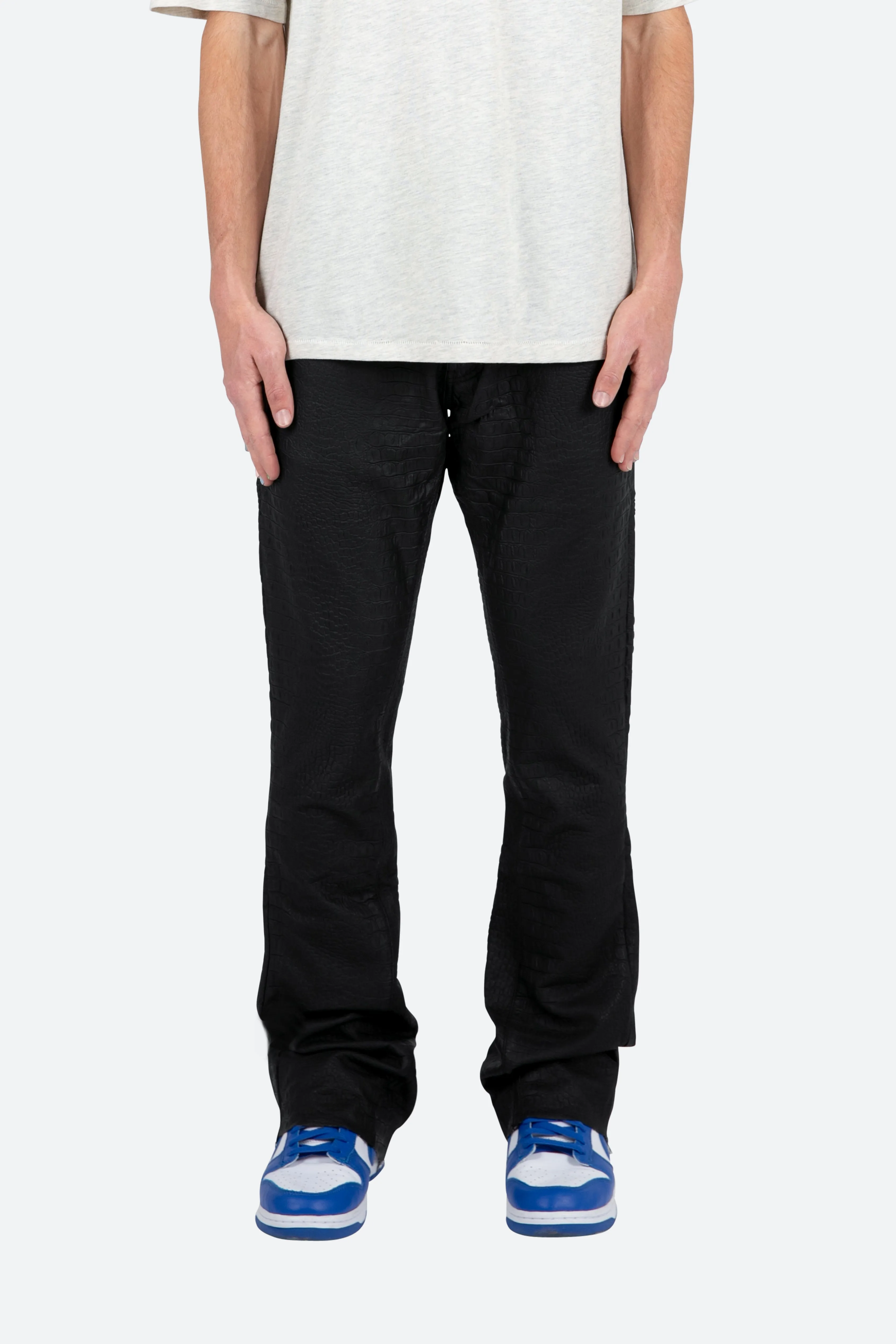 B478 Croc Flare Pants - Black sold by MNML