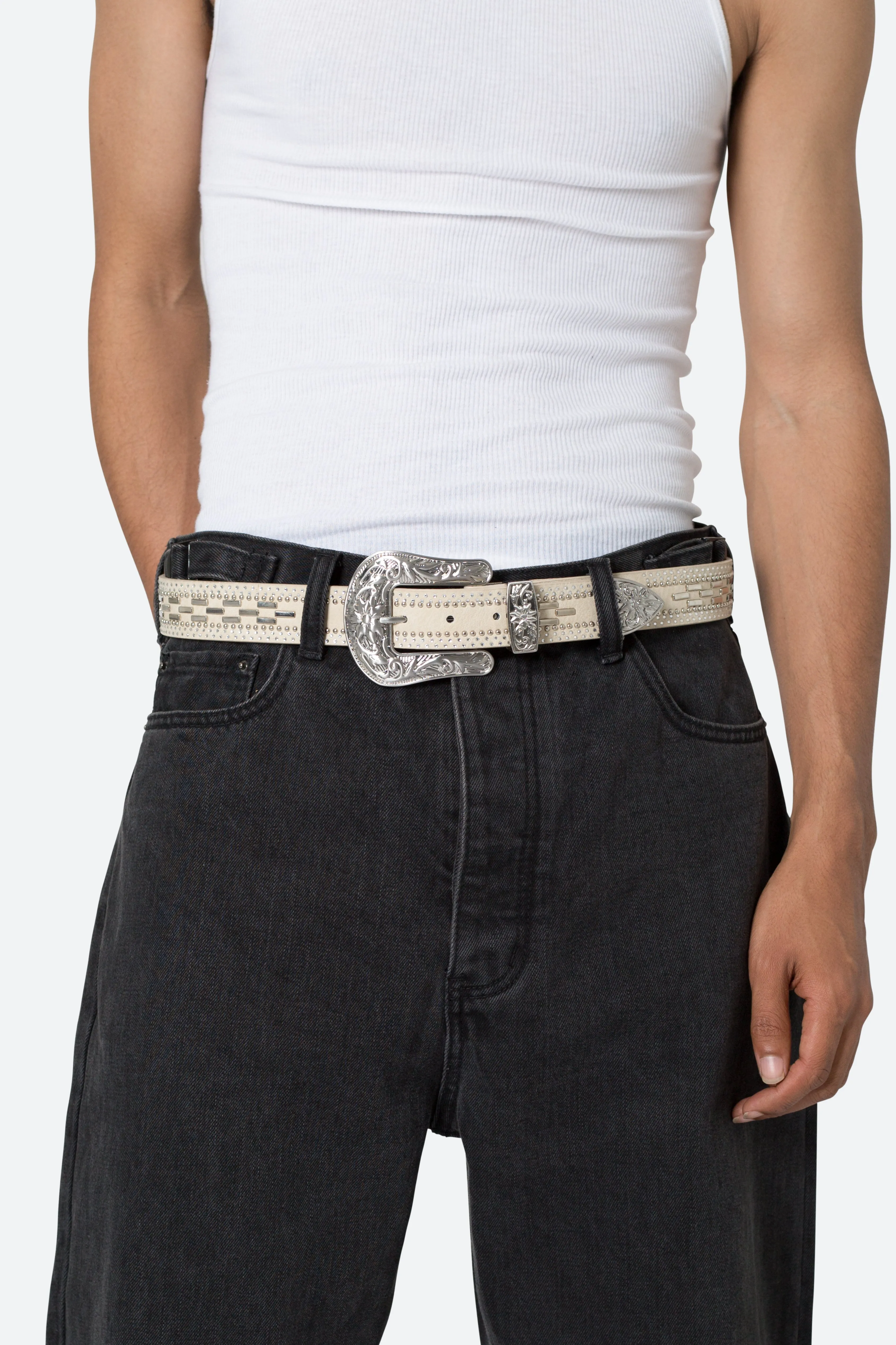 Metal Studded Belt - Cream sold by MNML product image thumbnail 3
