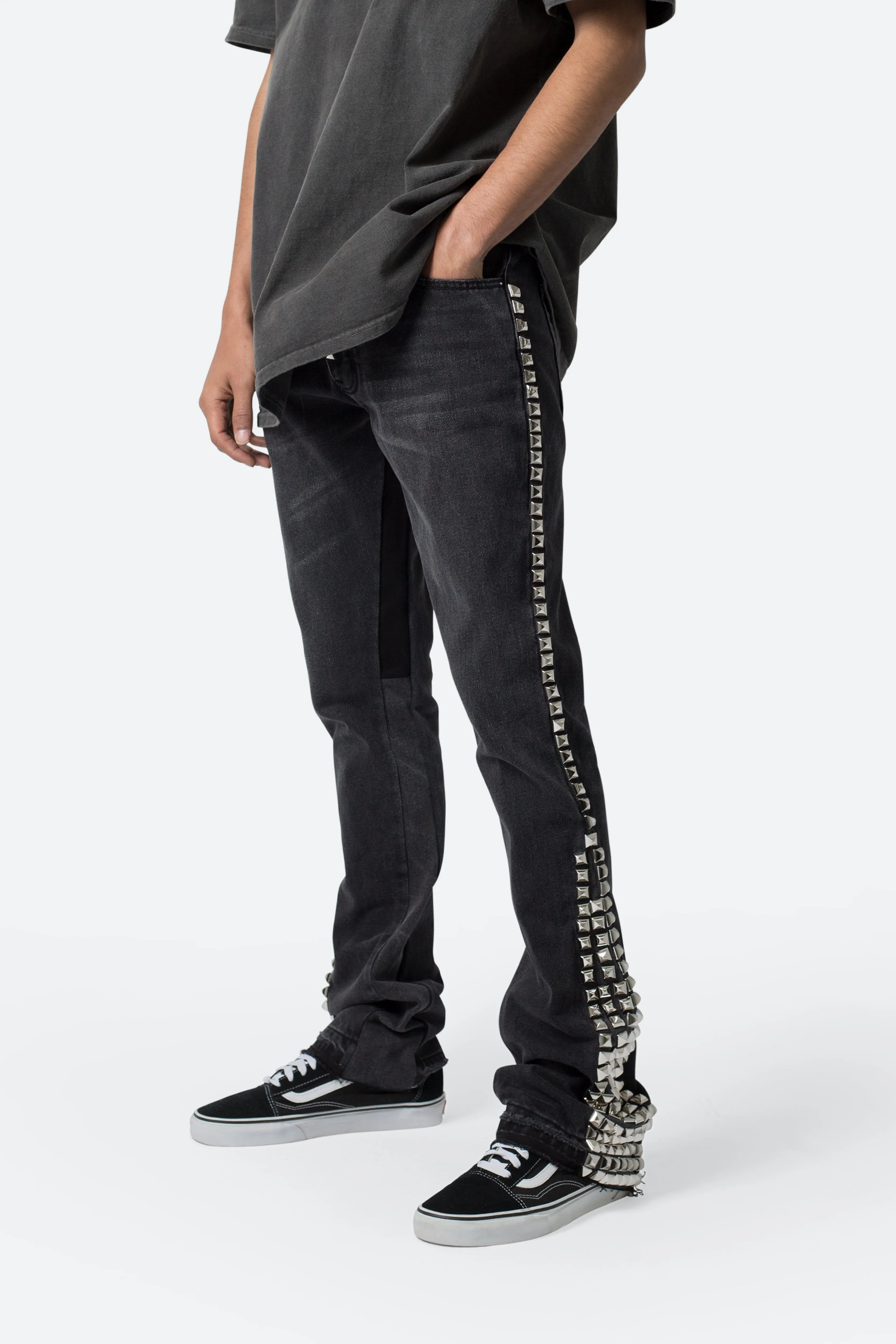 B572 Studded Flare Denim - Black sold by MNML product image thumbnail 2