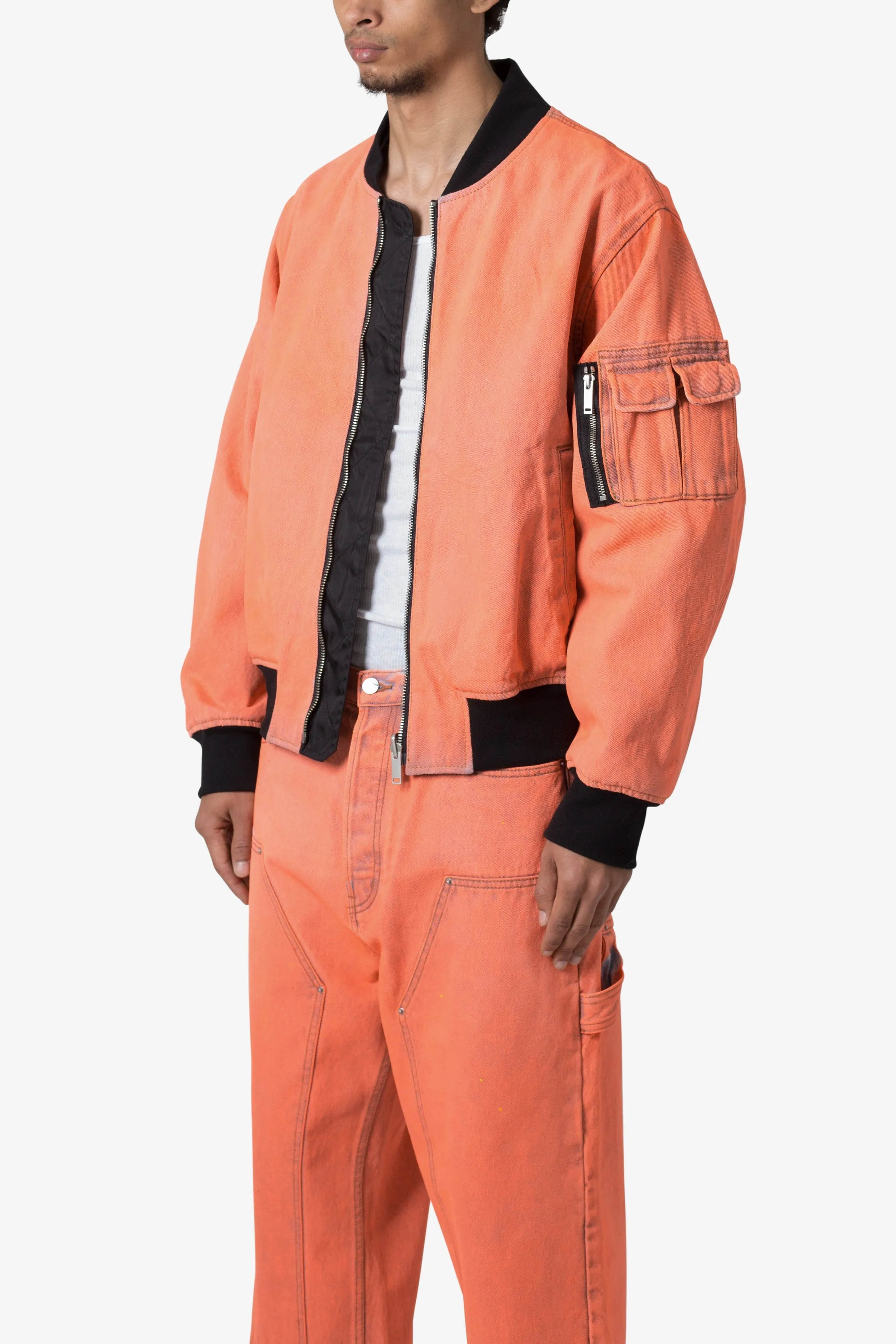 Denim Bomber Jacket - Orange sold by MNML product image thumbnail 3