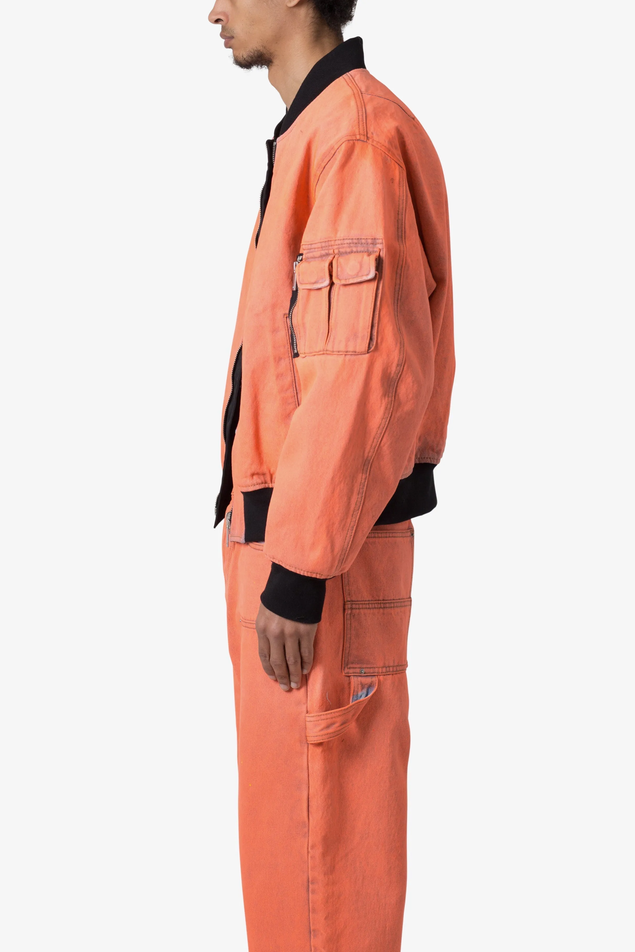 Denim Bomber Jacket - Orange sold by MNML product image thumbnail 4
