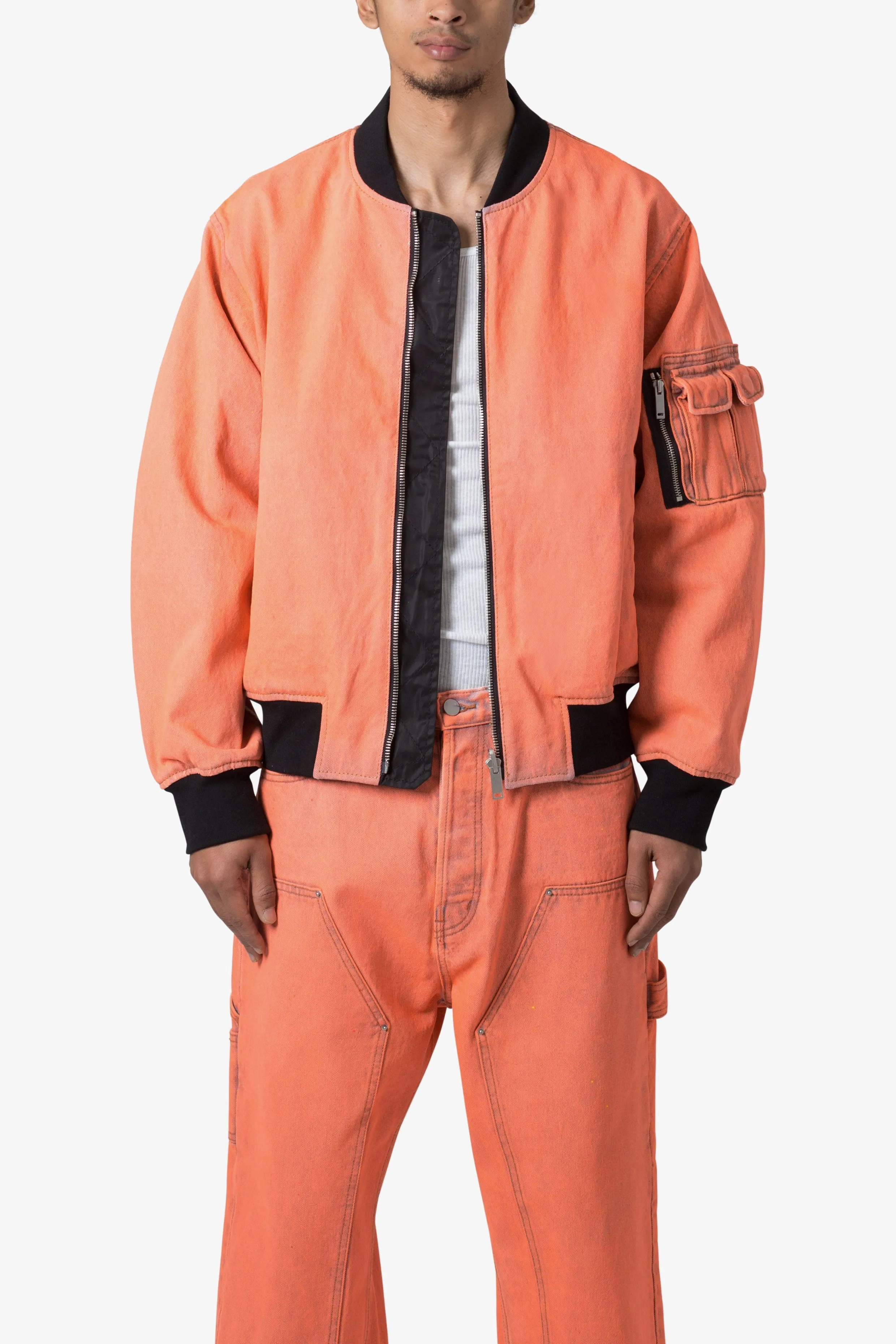 Denim Bomber Jacket - Orange sold by MNML