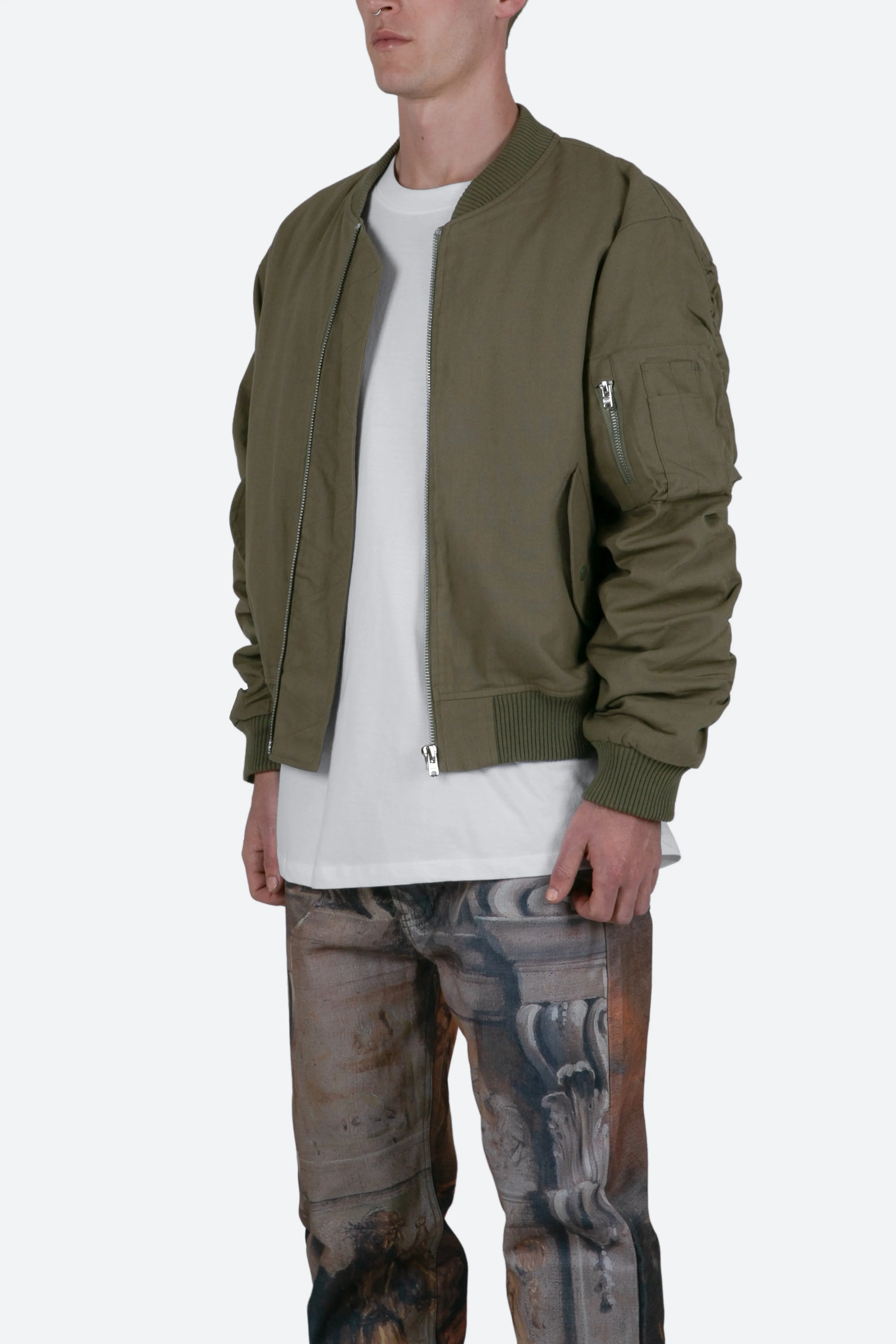 Ruched Bomber Jacket - Olive sold by MNML product image thumbnail 4