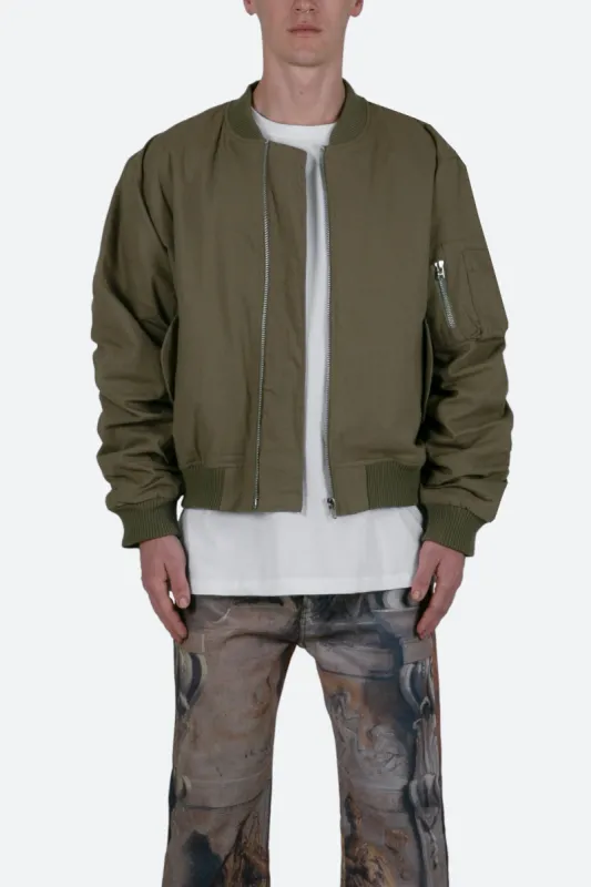 Ruched Bomber Jacket - Olive sold by MNML
