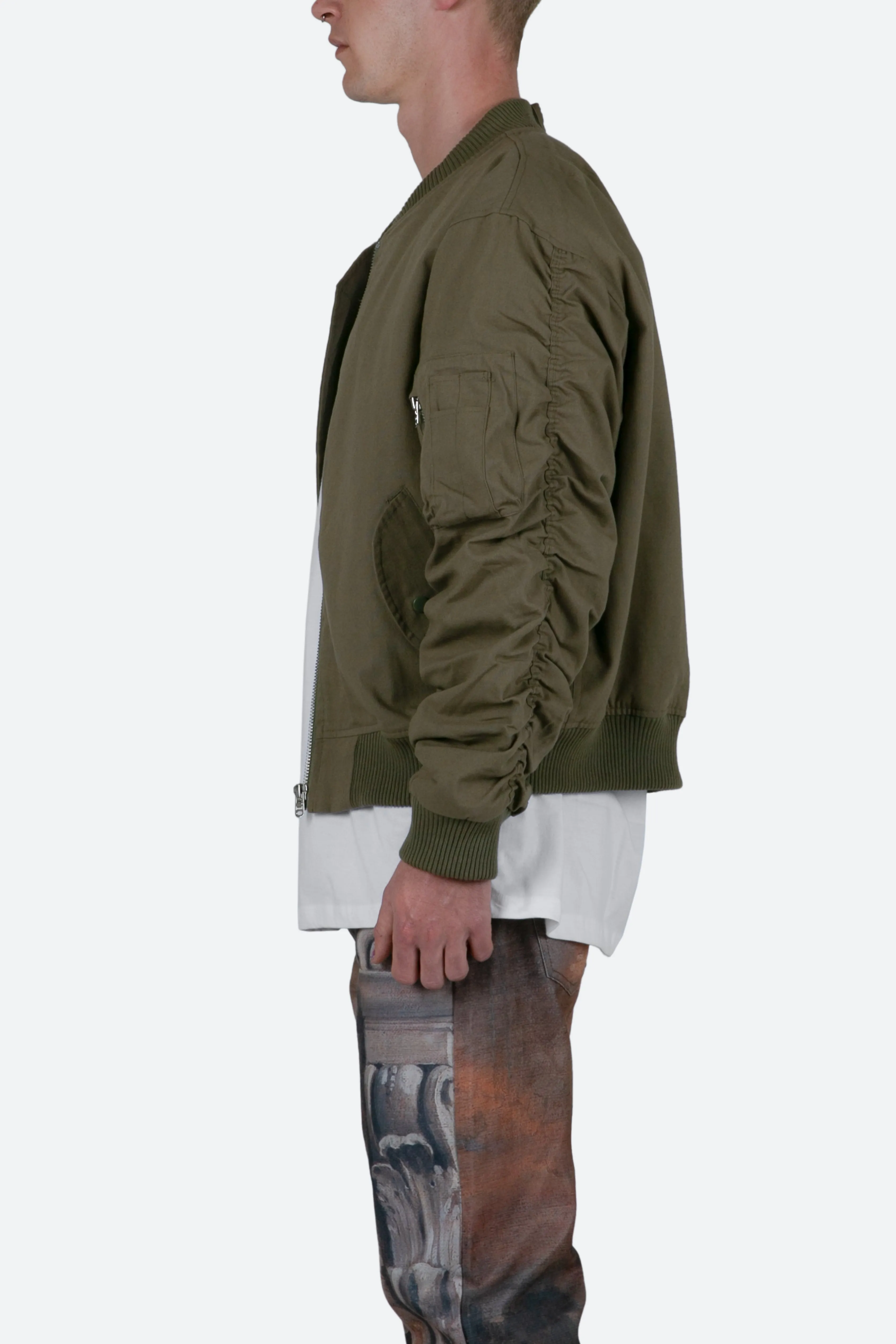 Ruched Bomber Jacket - Olive sold by MNML product image thumbnail 5