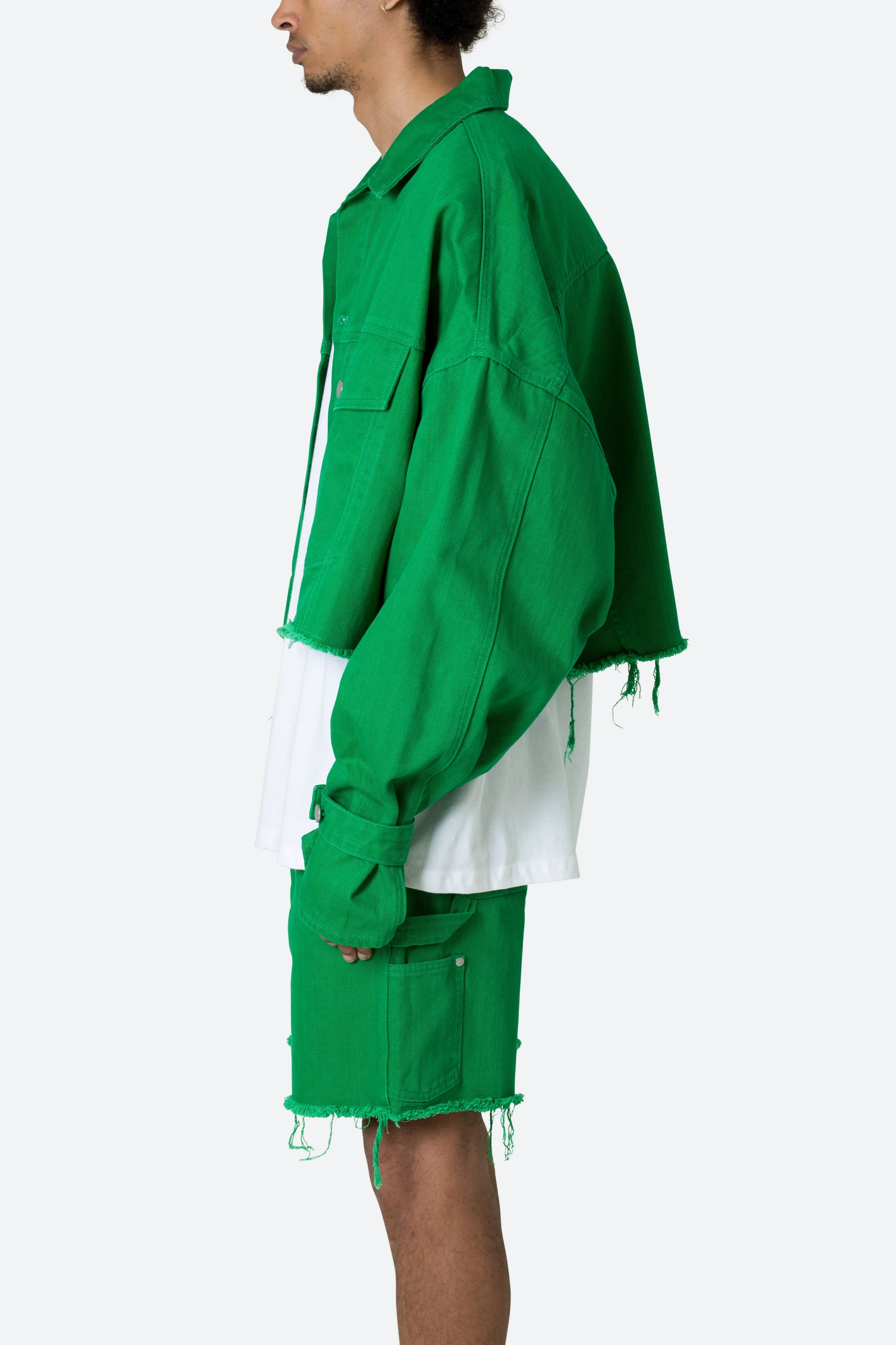 Frayed Denim Jacket - Green sold by MNML product image thumbnail 5