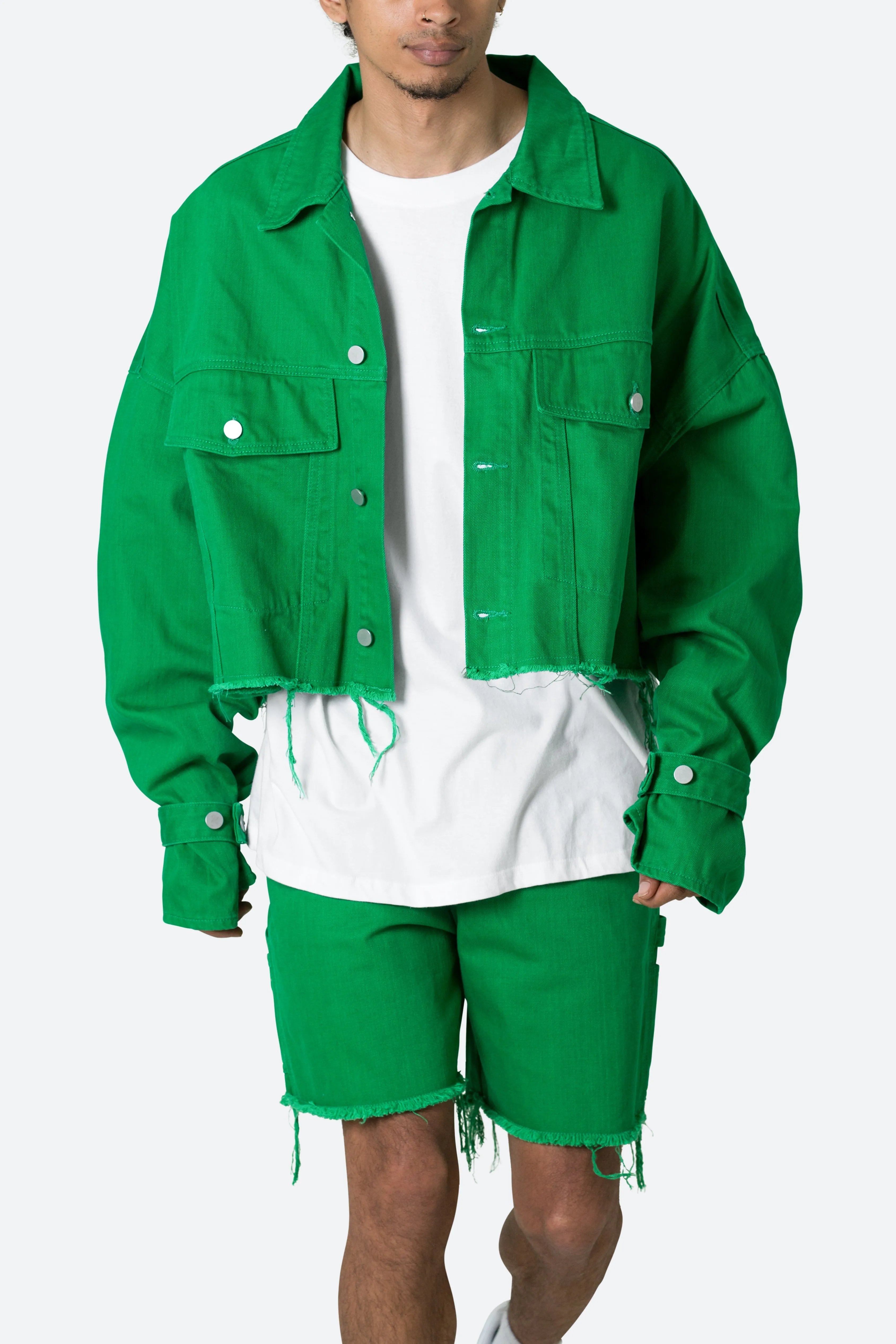 Frayed Denim Jacket - Green sold by MNML product image thumbnail 2