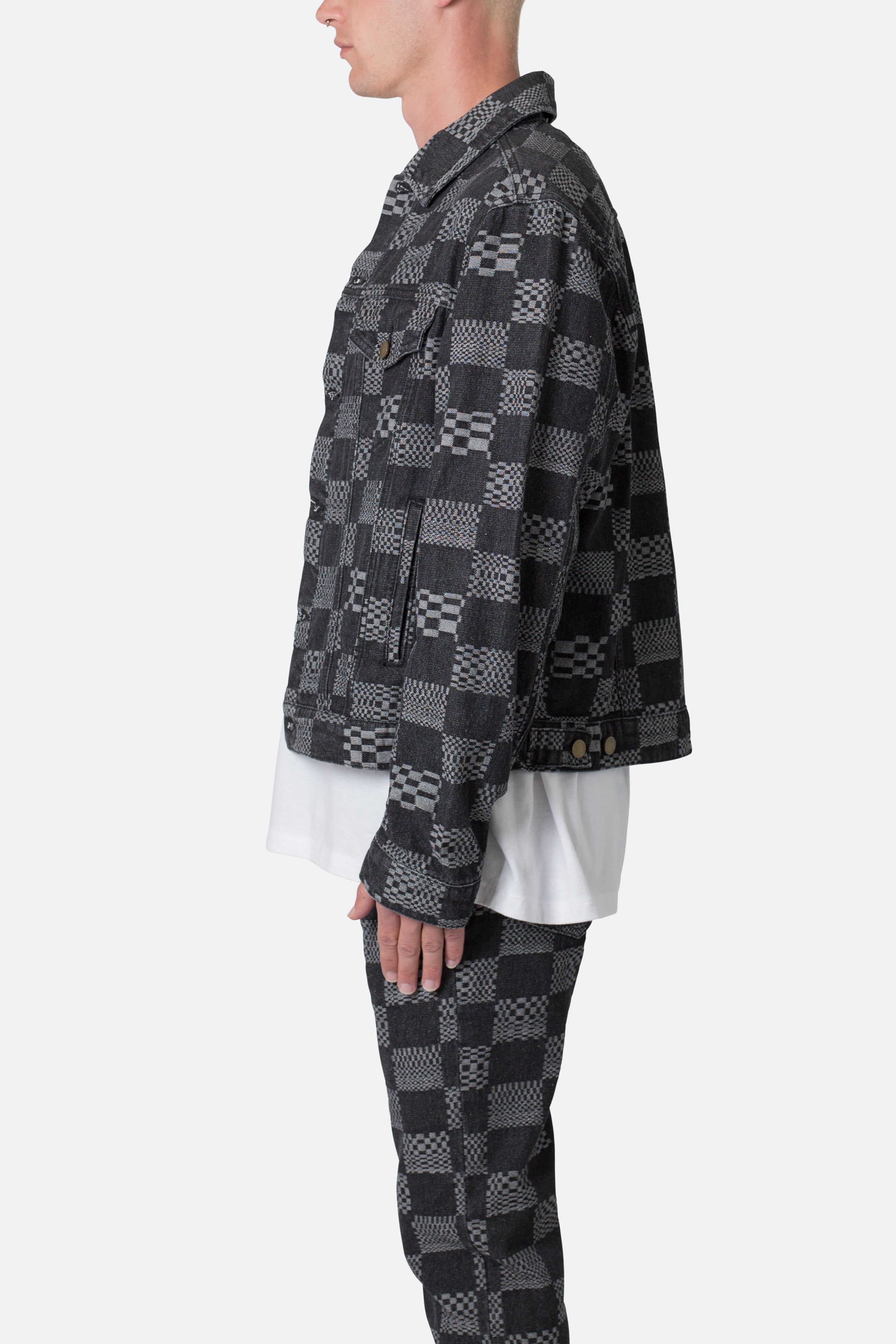 Checkered Trucker Jacket - Black sold by MNML product image thumbnail 4