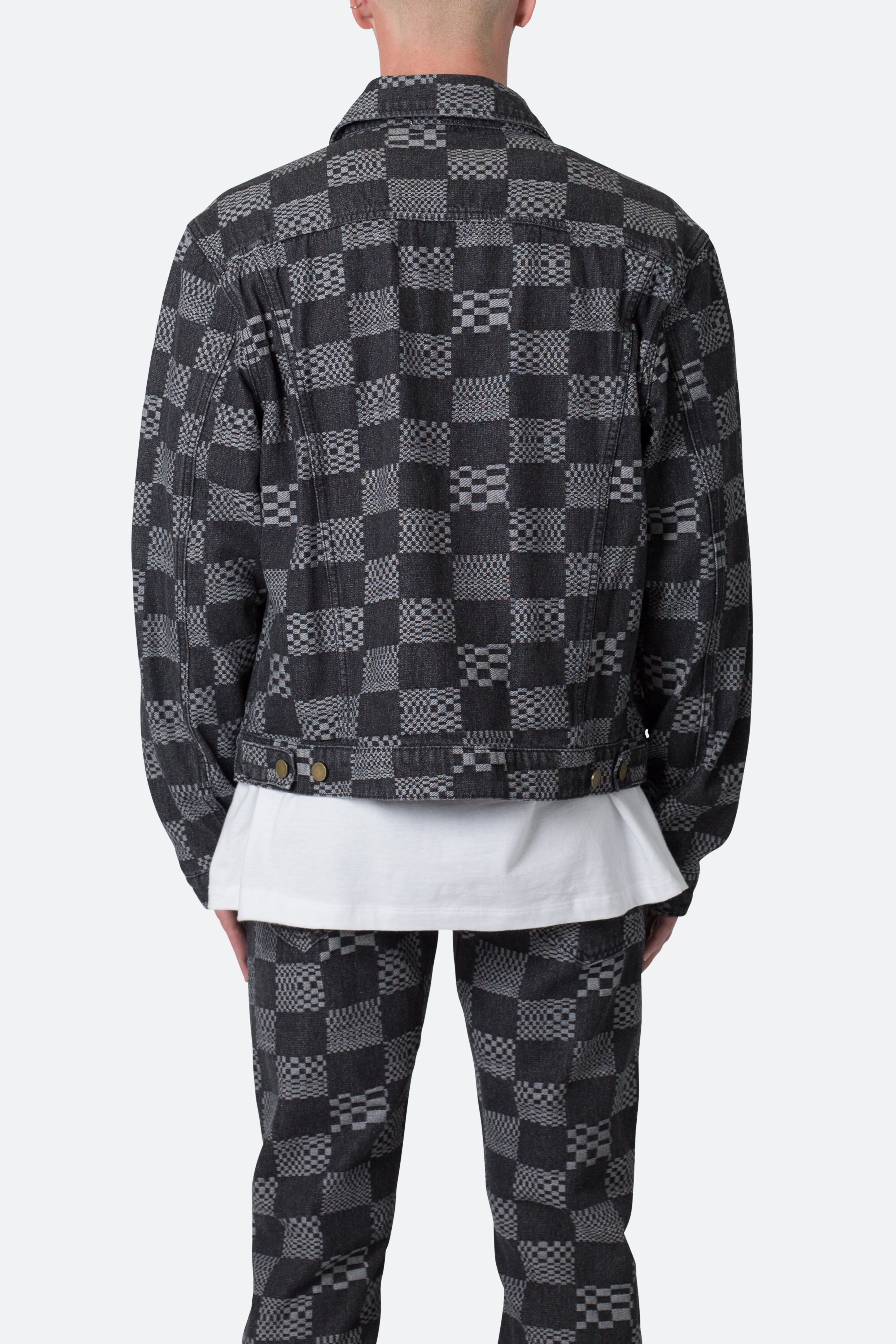 Checkered Trucker Jacket - Black sold by MNML product image thumbnail 5