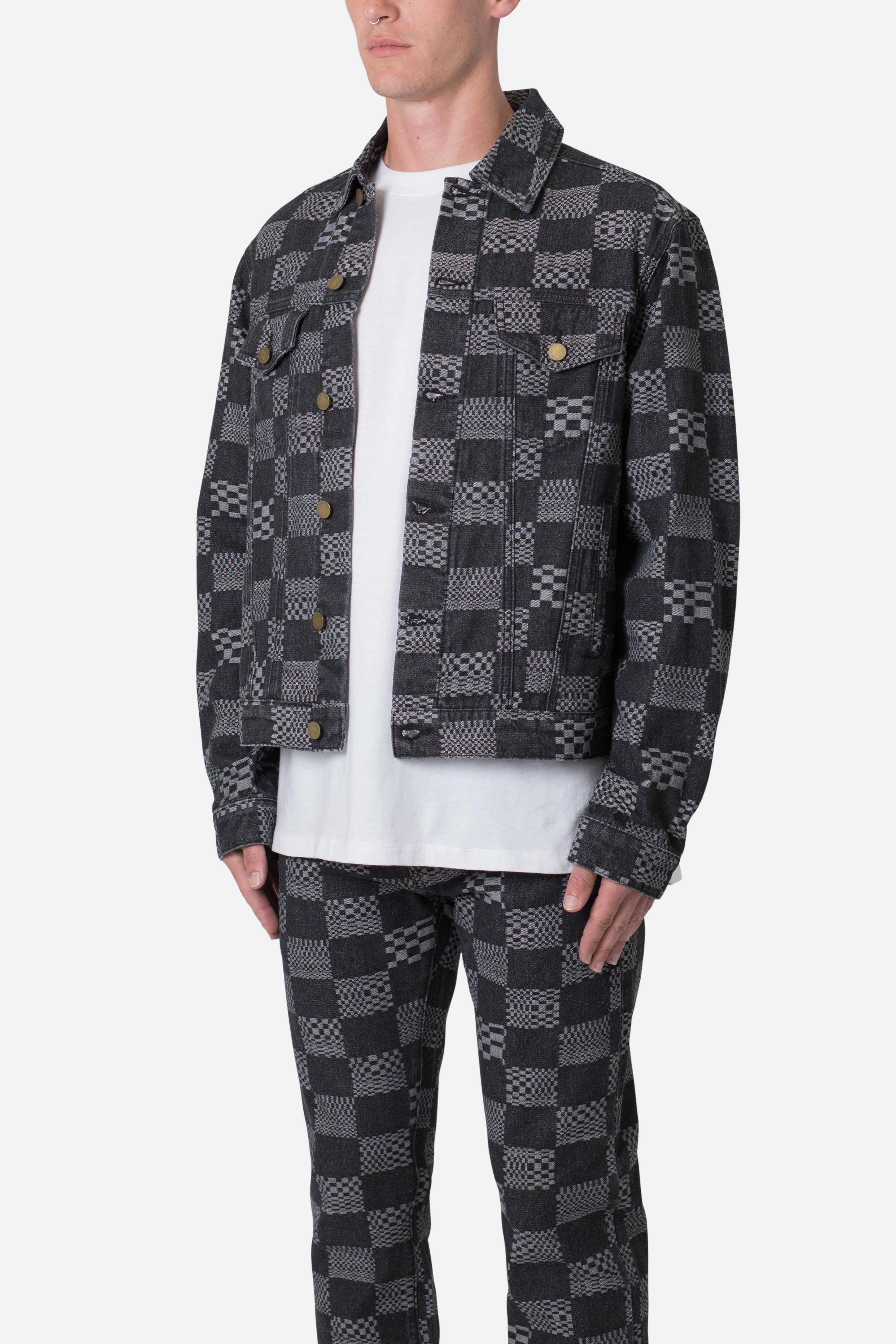 Checkered Trucker Jacket - Black sold by MNML product image thumbnail 3