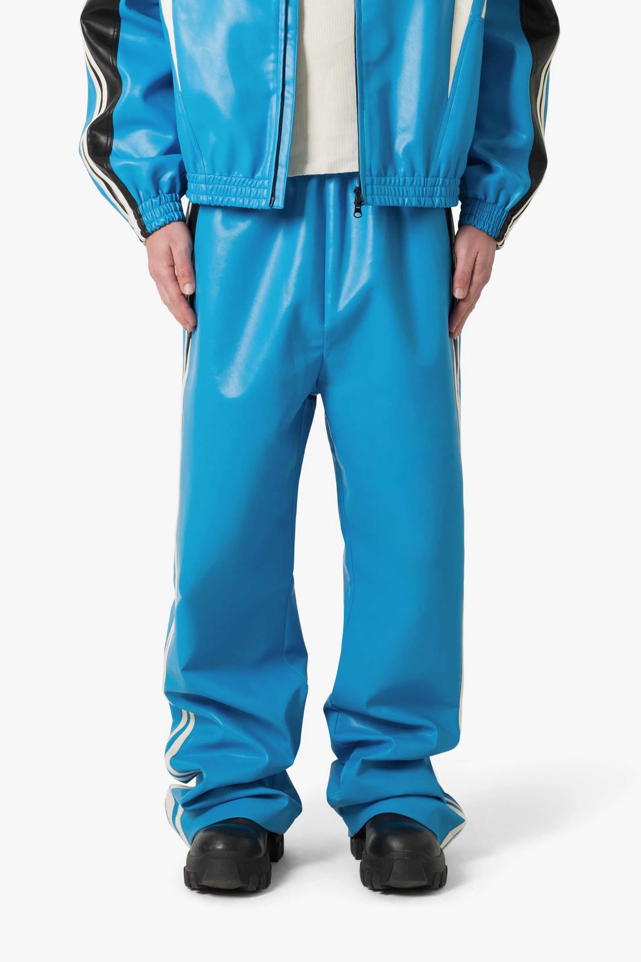 Icon Oversized PU Track Pants - Blue/Black sold by MNML product image thumbnail 2
