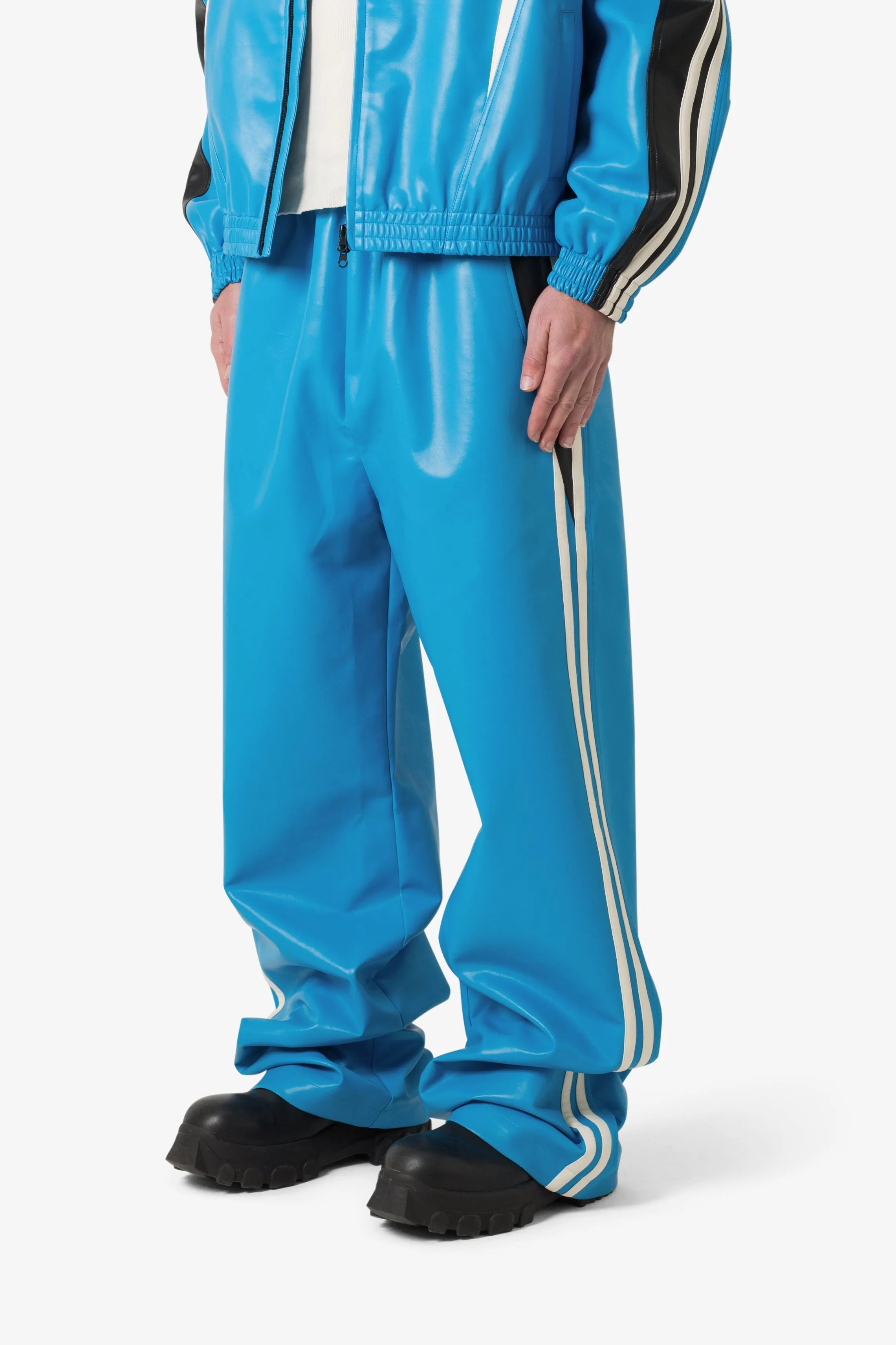 Icon Oversized PU Track Pants - Blue/Black sold by MNML product image thumbnail 3