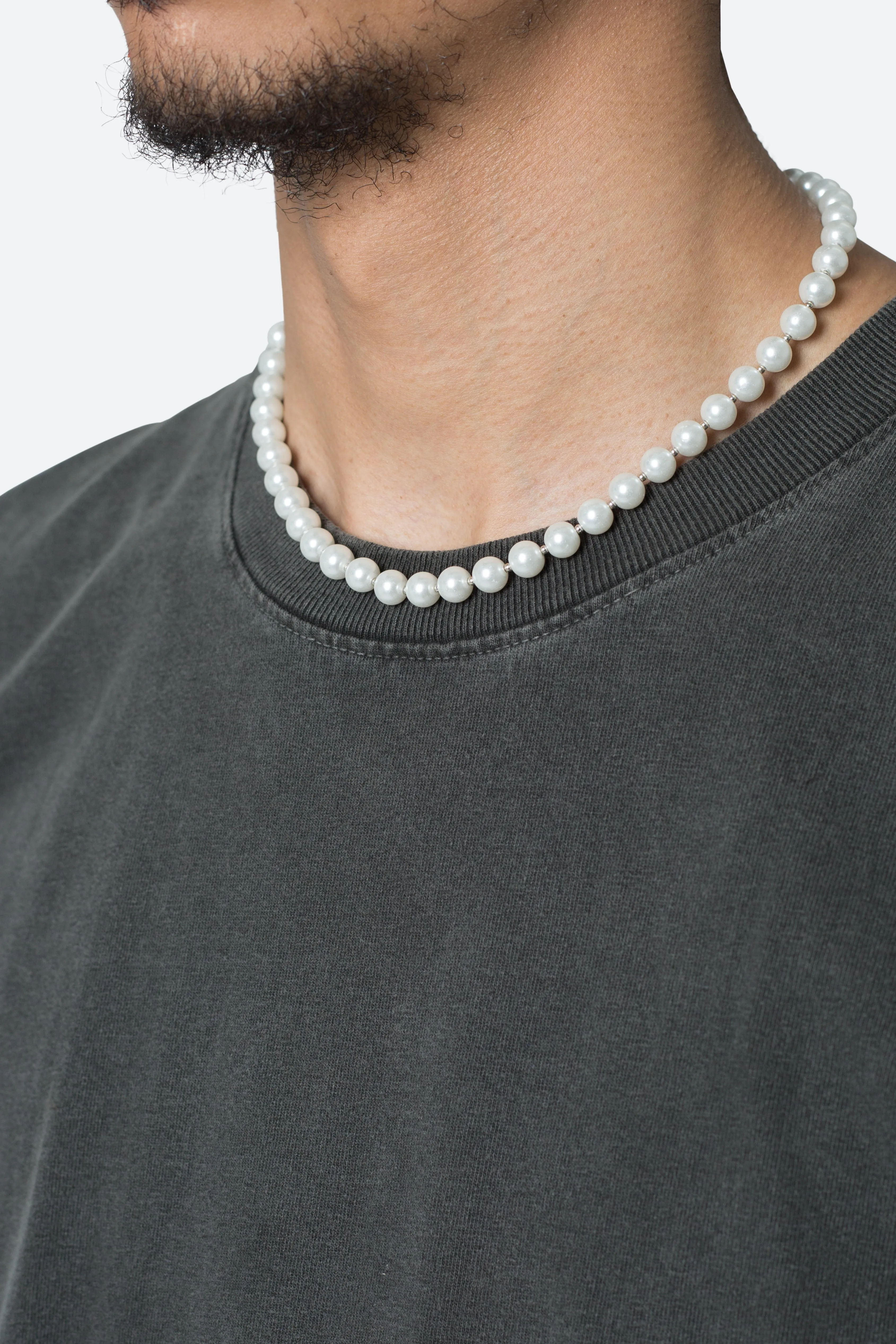 Pearl and Metal Bead Necklace - Off White sold by MNML product image thumbnail 5