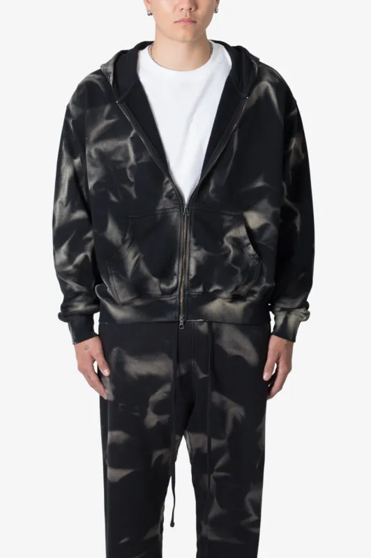 Sun Burned Zip Up Hoodie - Washed Black sold by MNML
