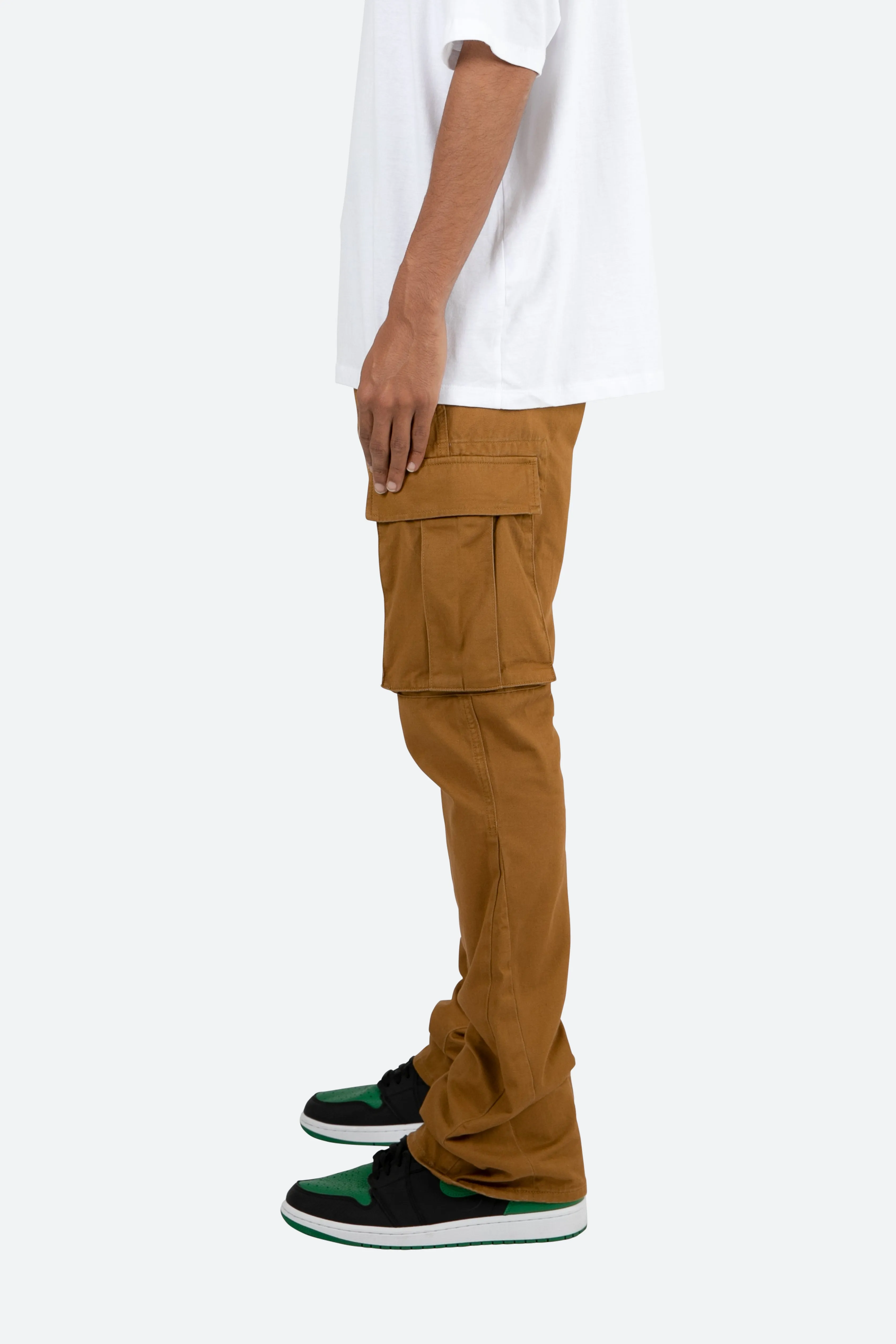 Twill Flare Cargo Pants - Brown sold by MNML product image thumbnail 4