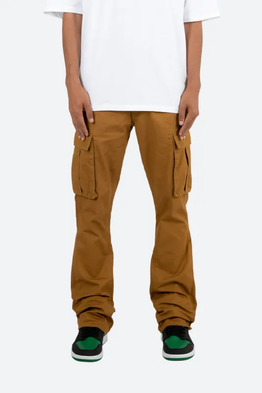 Twill Flare Cargo Pants - Brown sold by MNML