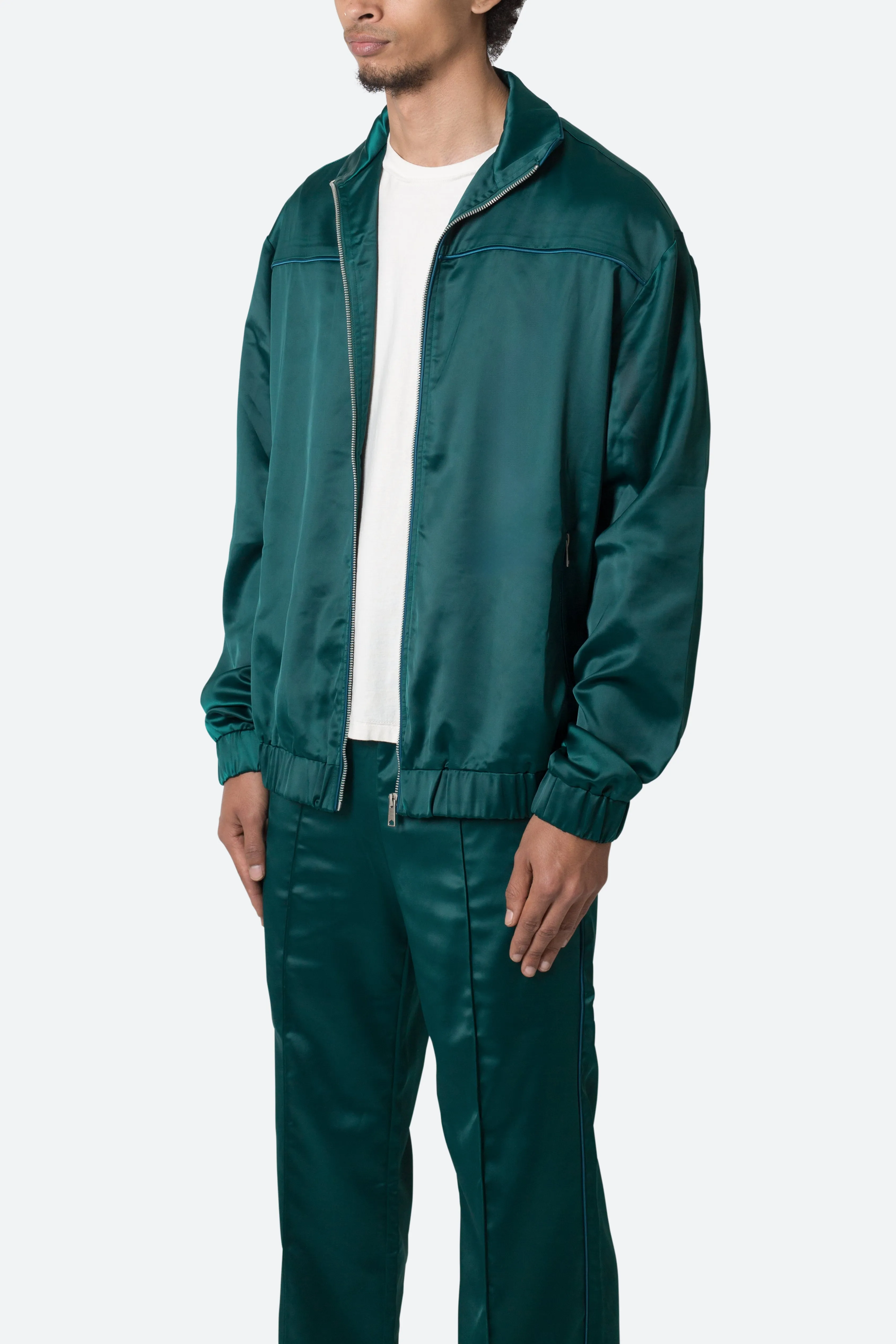 Satin Track Jacket - Green sold by MNML product image thumbnail 3