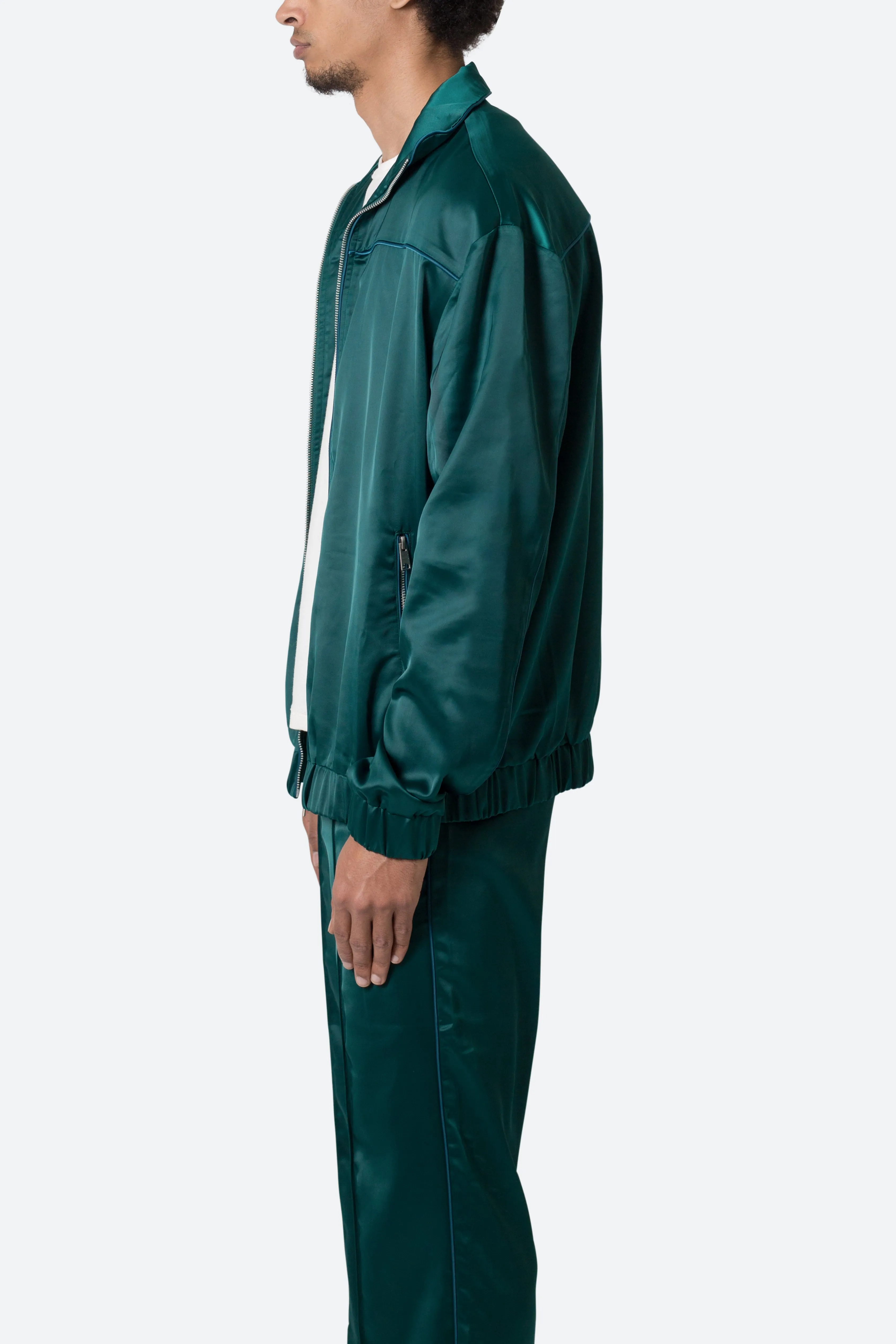 Satin Track Jacket - Green sold by MNML product image thumbnail 4