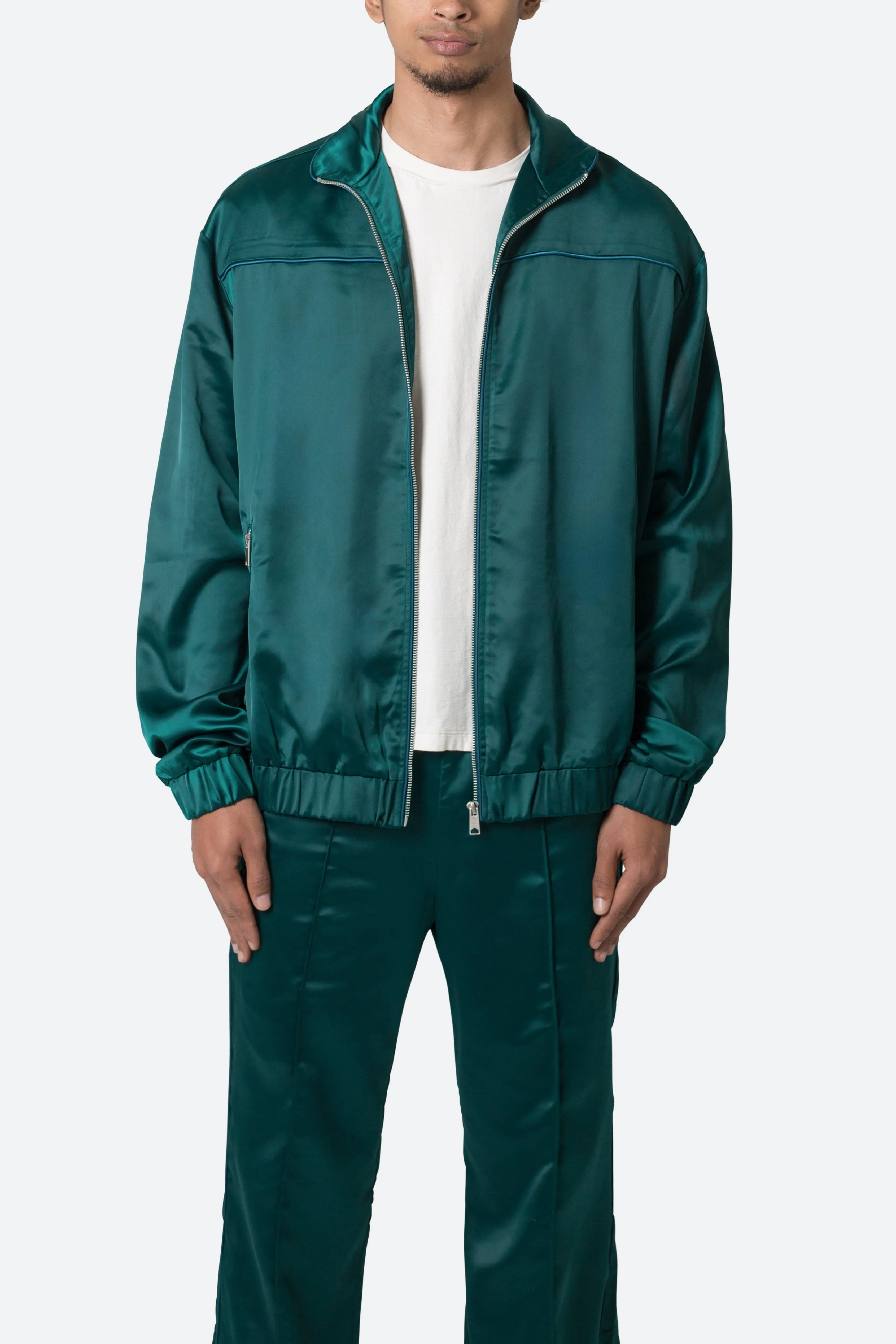 Satin Track Jacket - Green sold by MNML