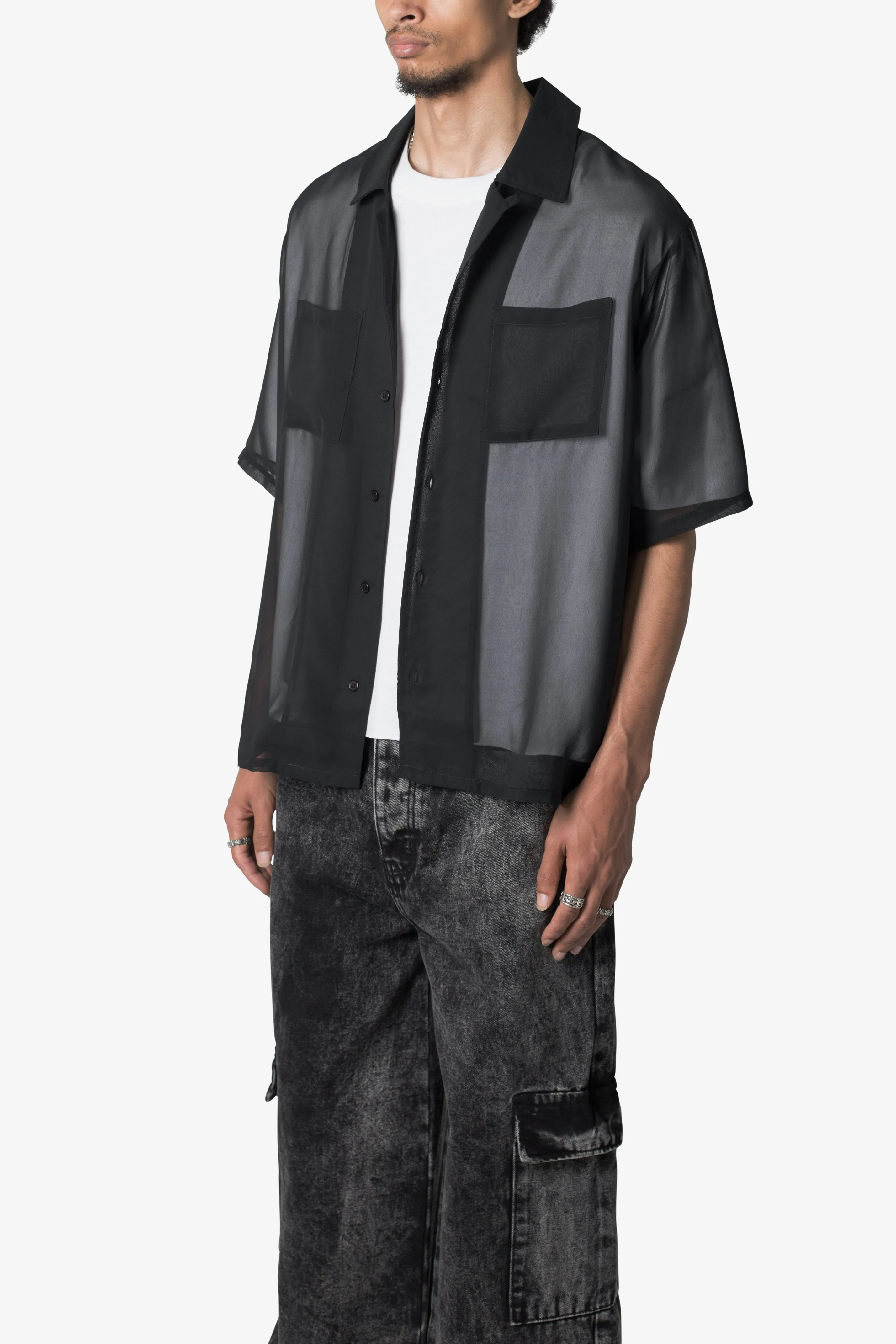 Sheer S/S Shirt - Black sold by MNML product image thumbnail 3