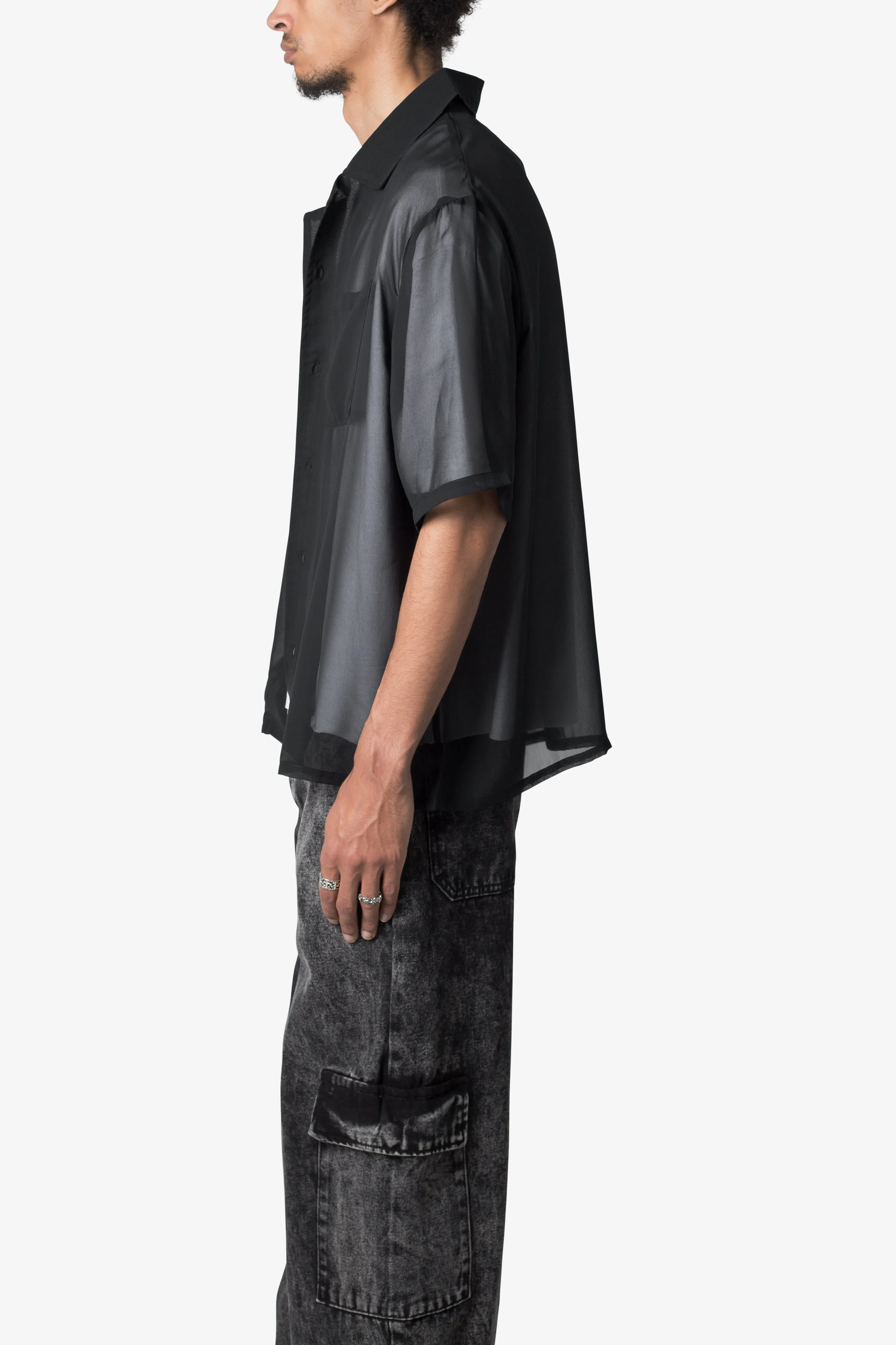 Sheer S/S Shirt - Black sold by MNML product image thumbnail 4