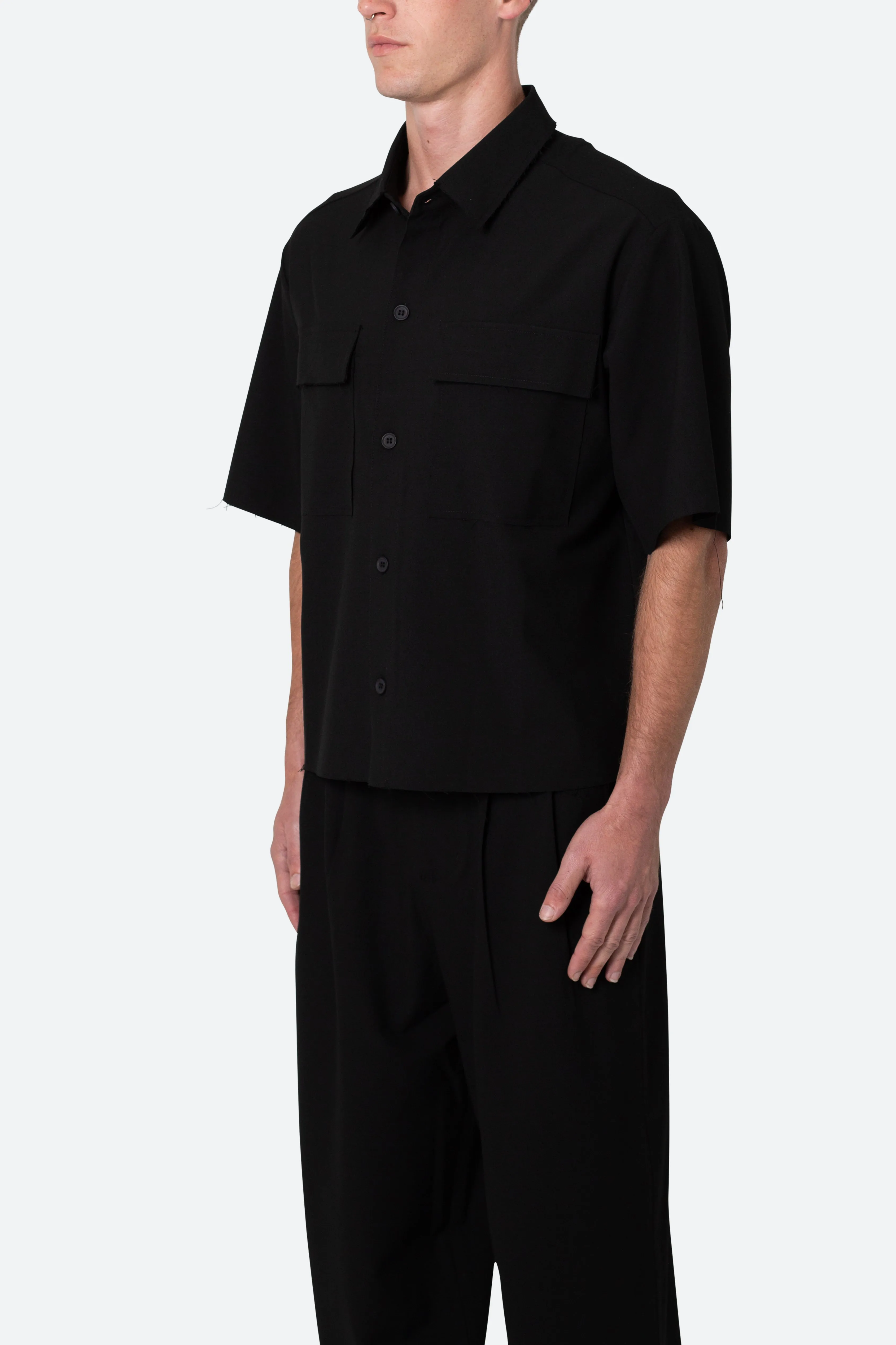 Cropped Woven Shirt - Black sold by MNML product image thumbnail 3