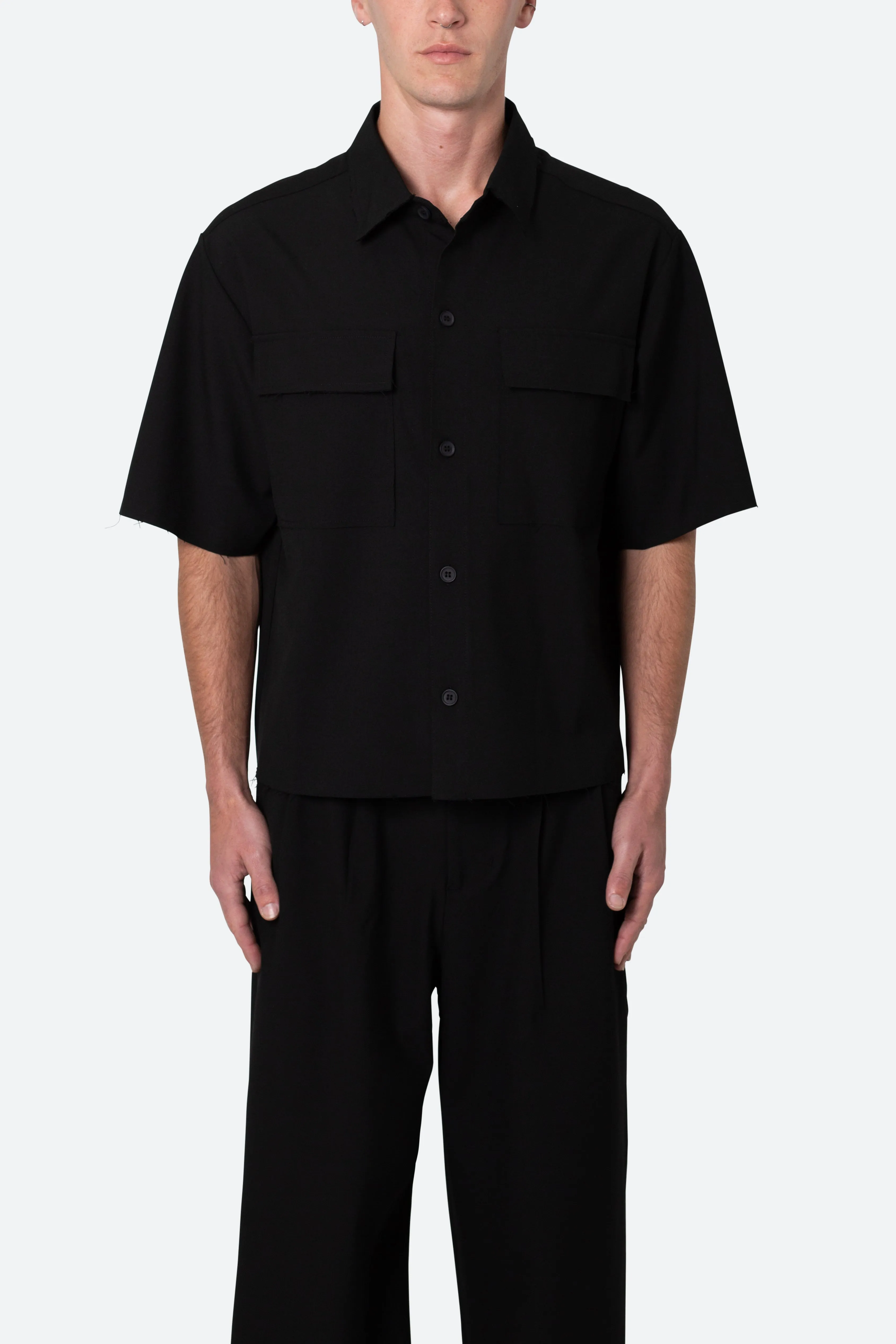 Cropped Woven Shirt - Black sold by MNML product image thumbnail 2