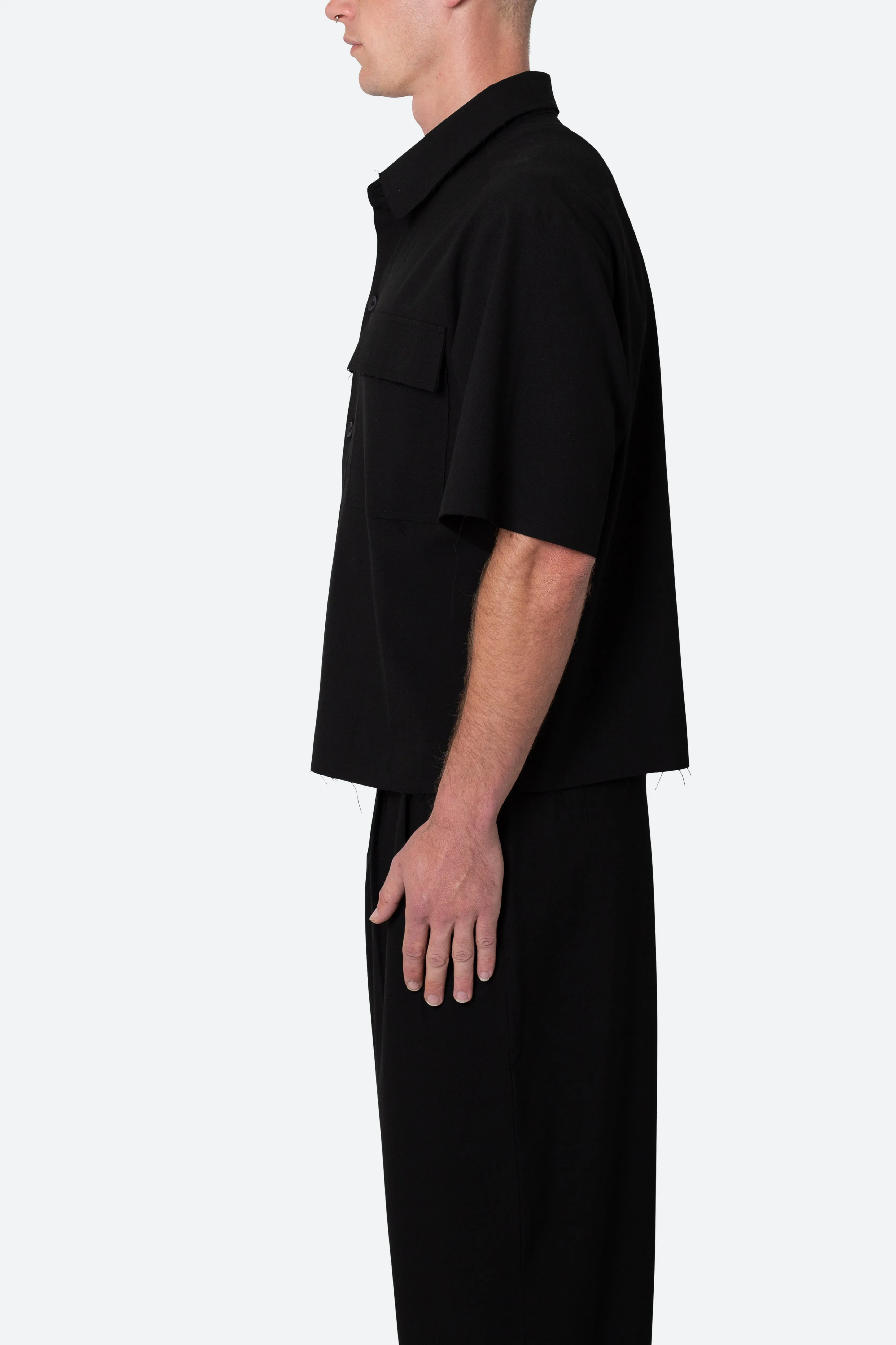 Cropped Woven Shirt - Black sold by MNML product image thumbnail 4