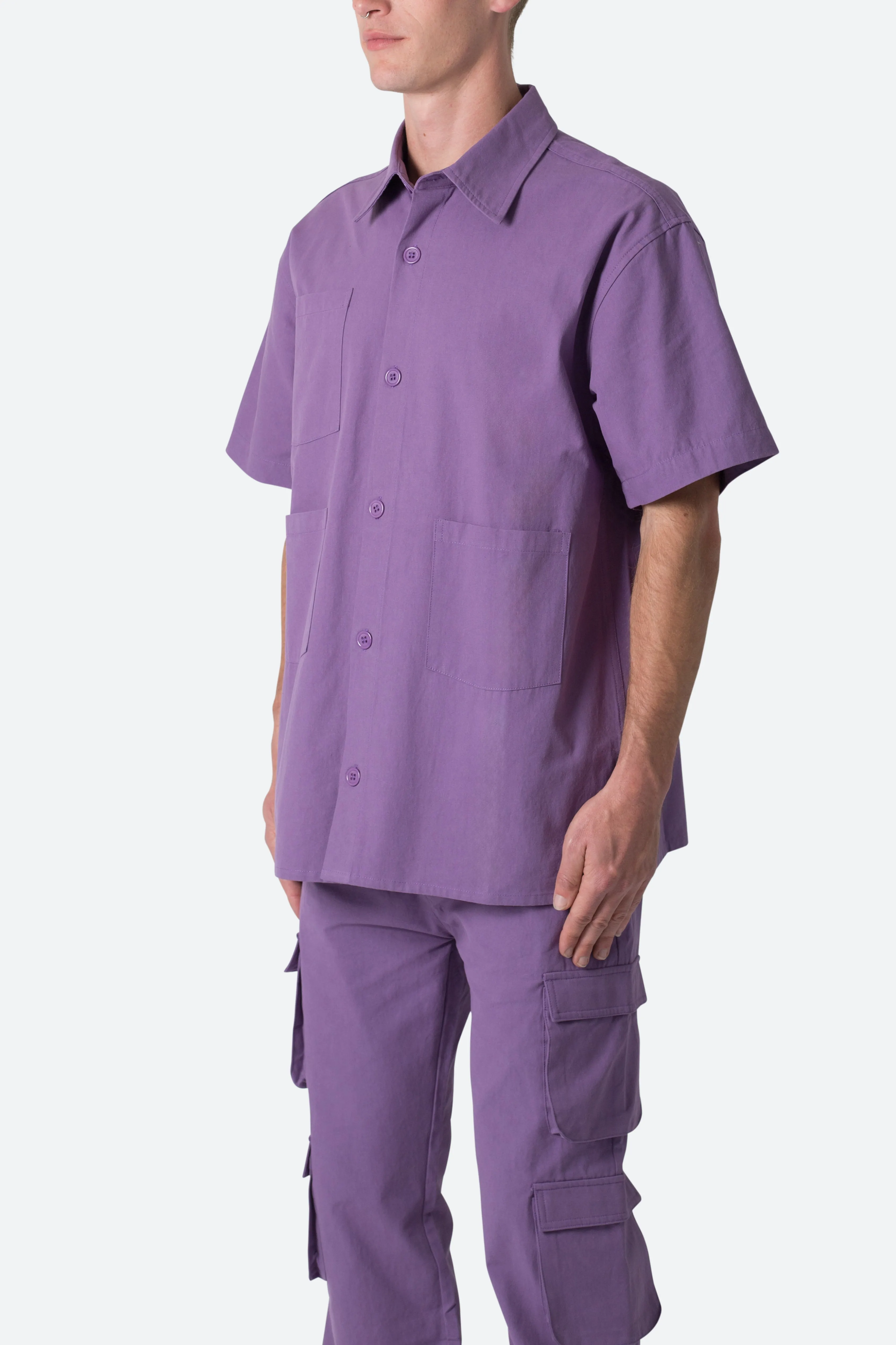 Collared Cargo S/S Shirt - Purple sold by MNML product image thumbnail 3