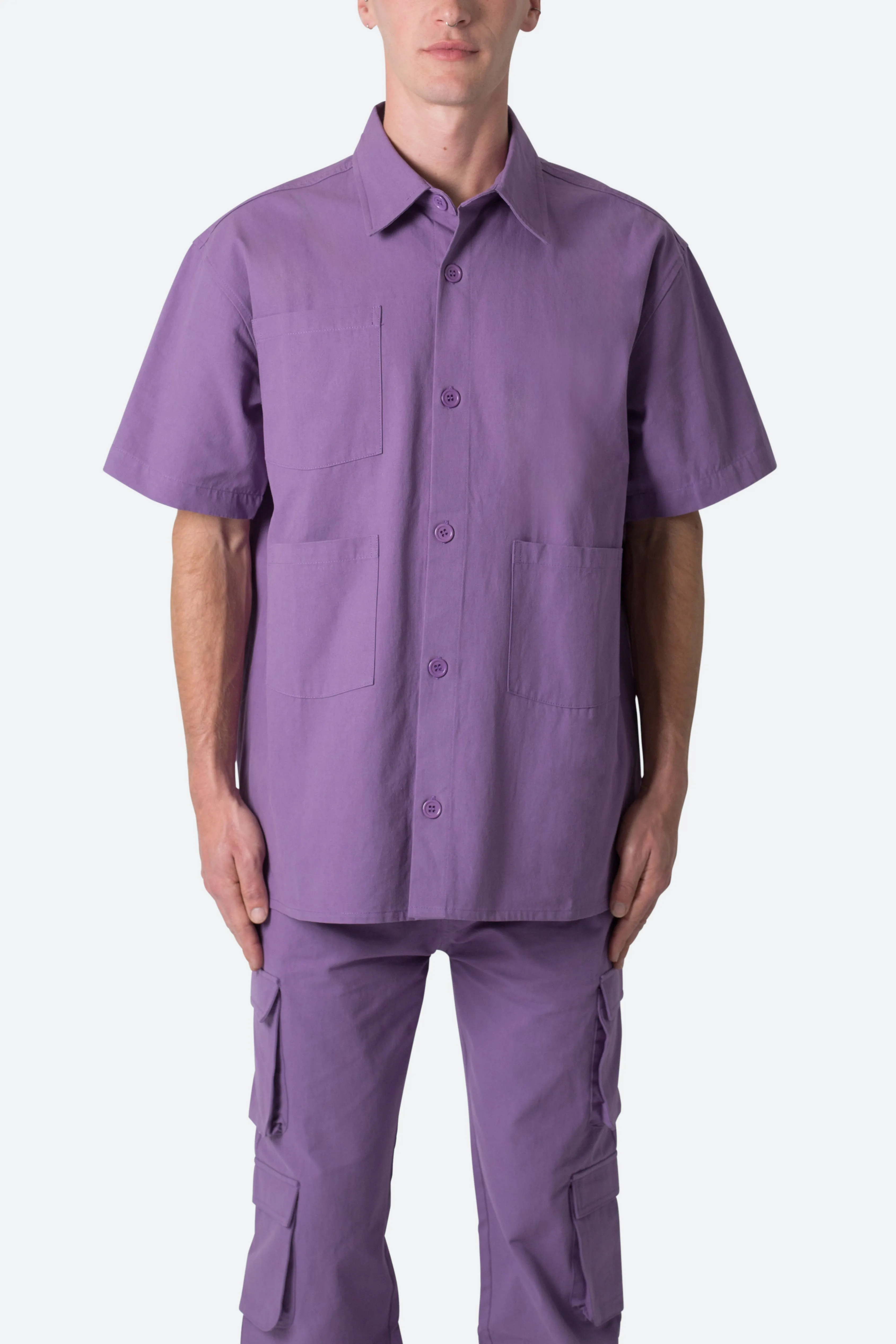 Collared Cargo S/S Shirt - Purple sold by MNML