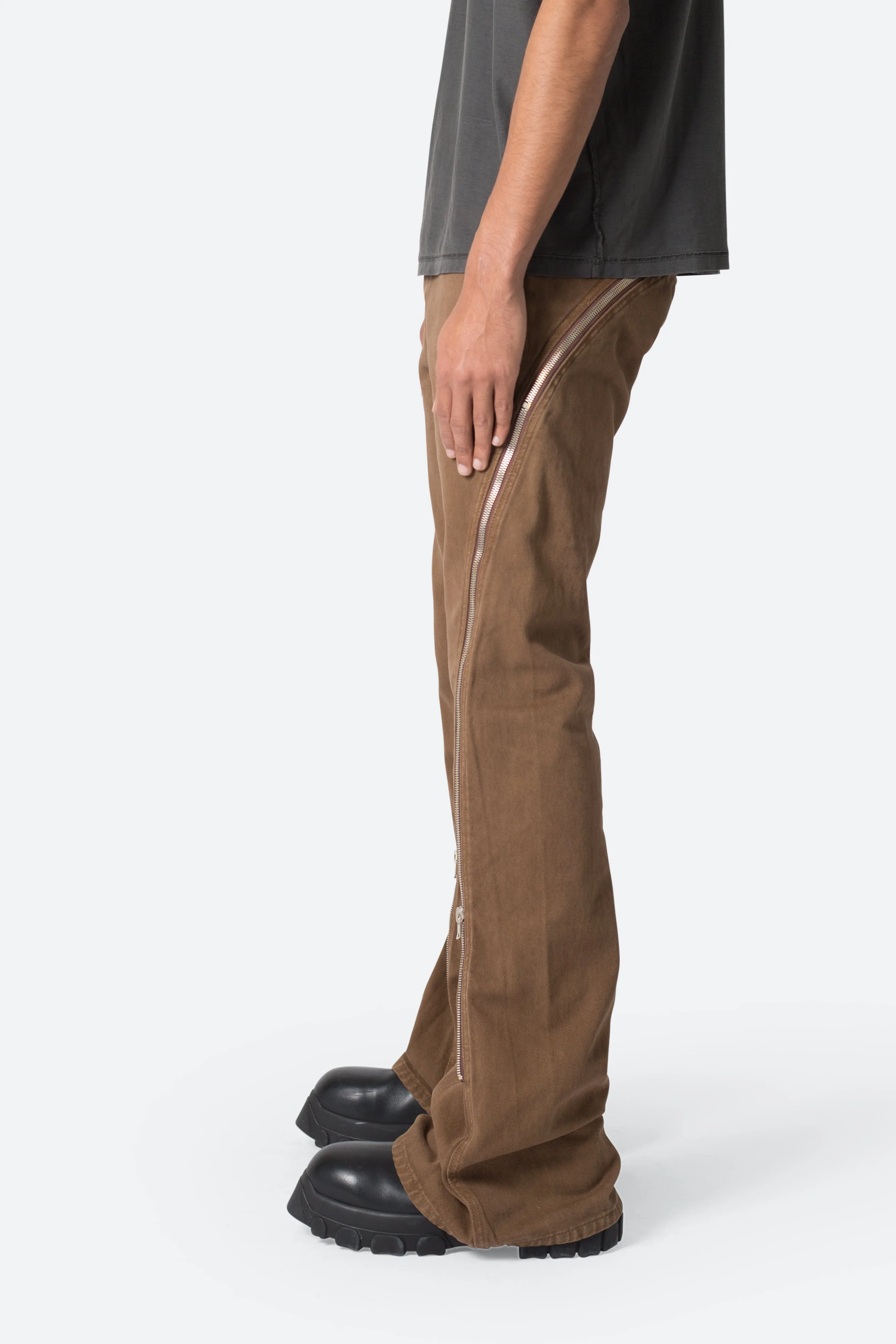 D519 Zipper Flare Denim - Brown sold by MNML product image thumbnail 5