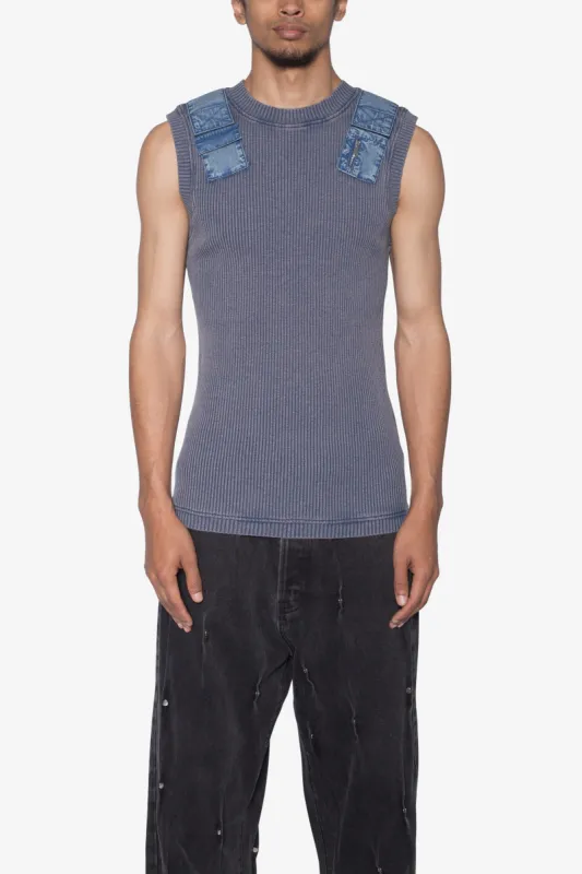 Ribbed Utility Vest - Blue sold by MNML