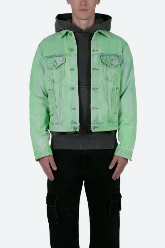Painted Denim Trucker Jacket - Green sold by MNML