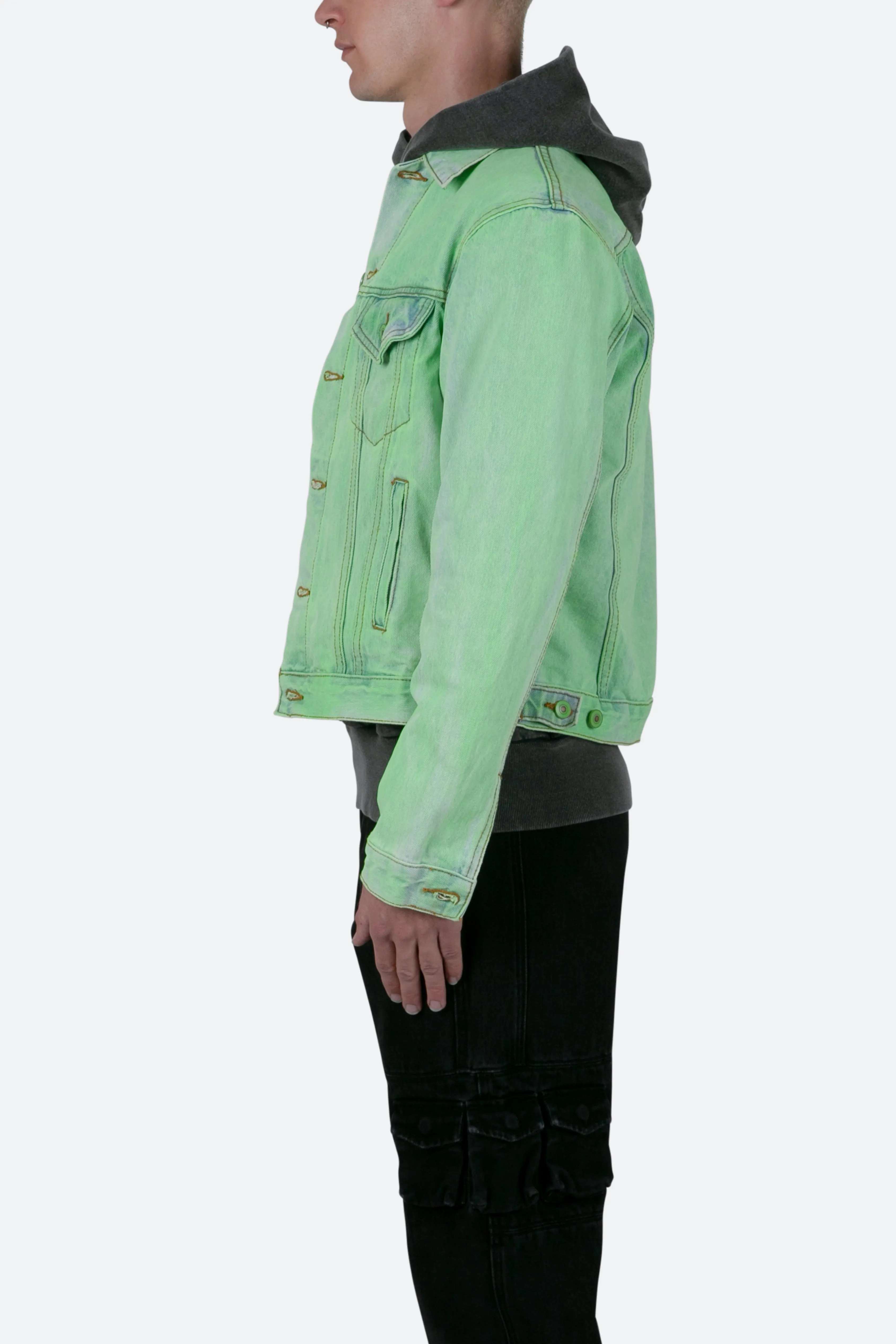 Painted Denim Trucker Jacket - Green sold by MNML product image thumbnail 5