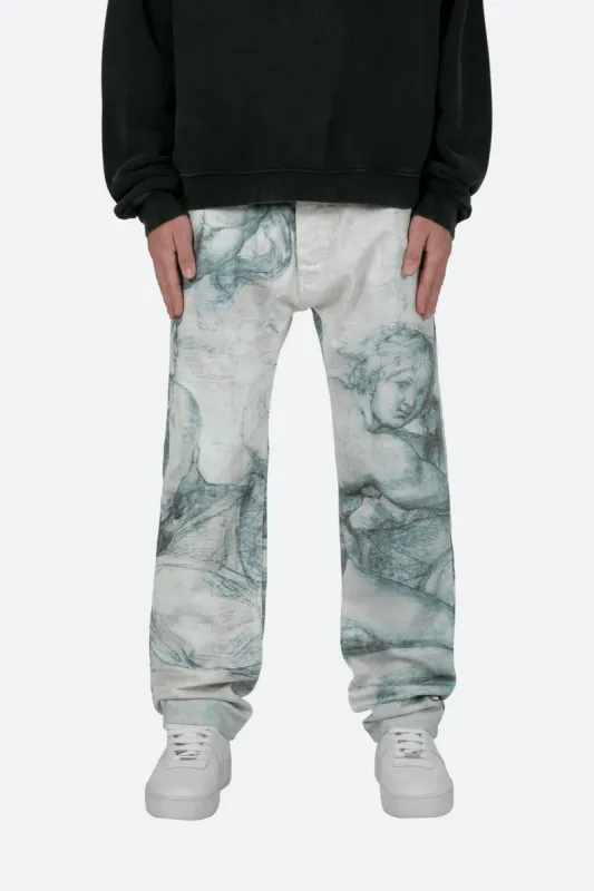 V351 Art Baggy Denim - Black/White sold by MNML