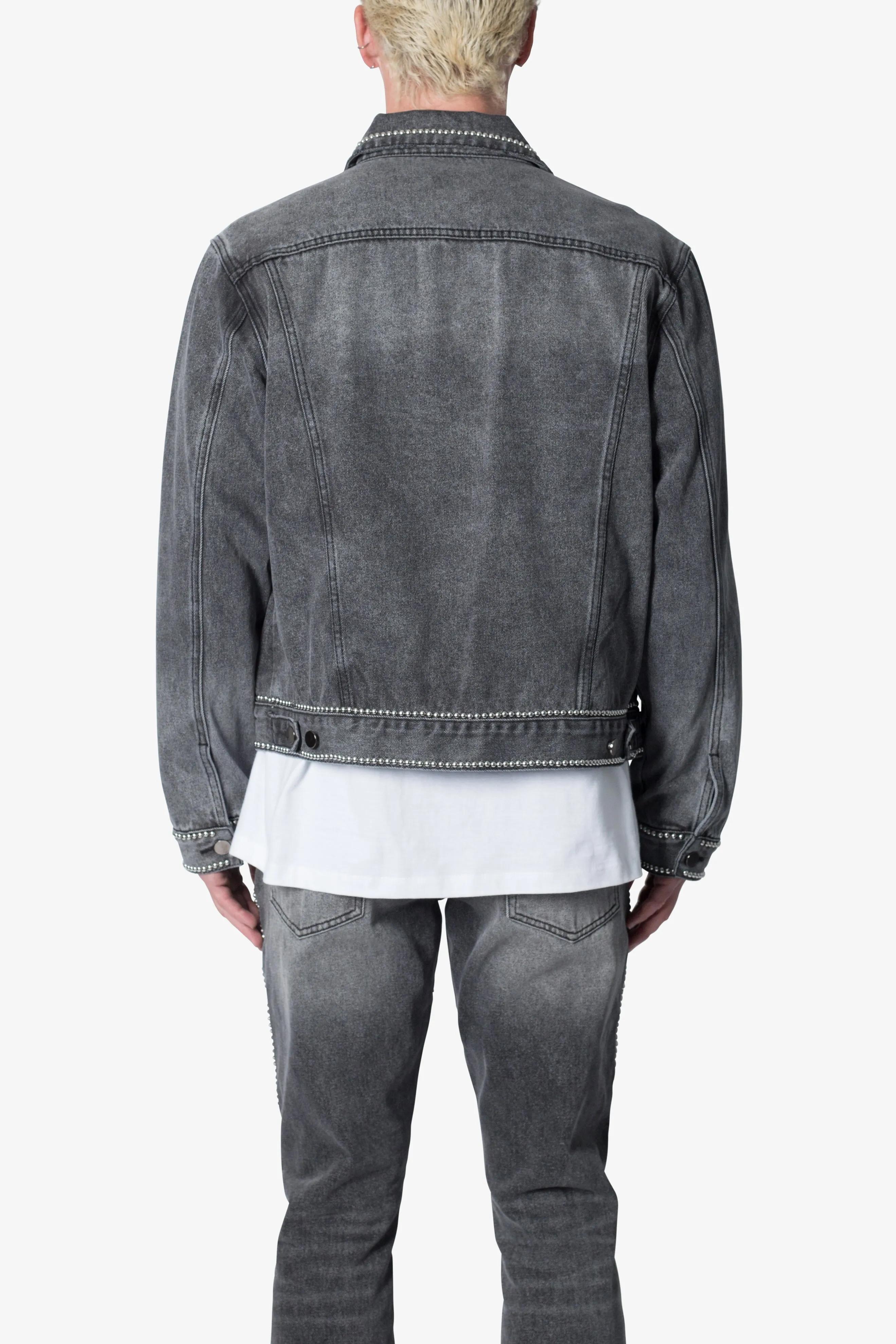 Flat Studded Trucker Jacket - Black sold by MNML product image thumbnail 5