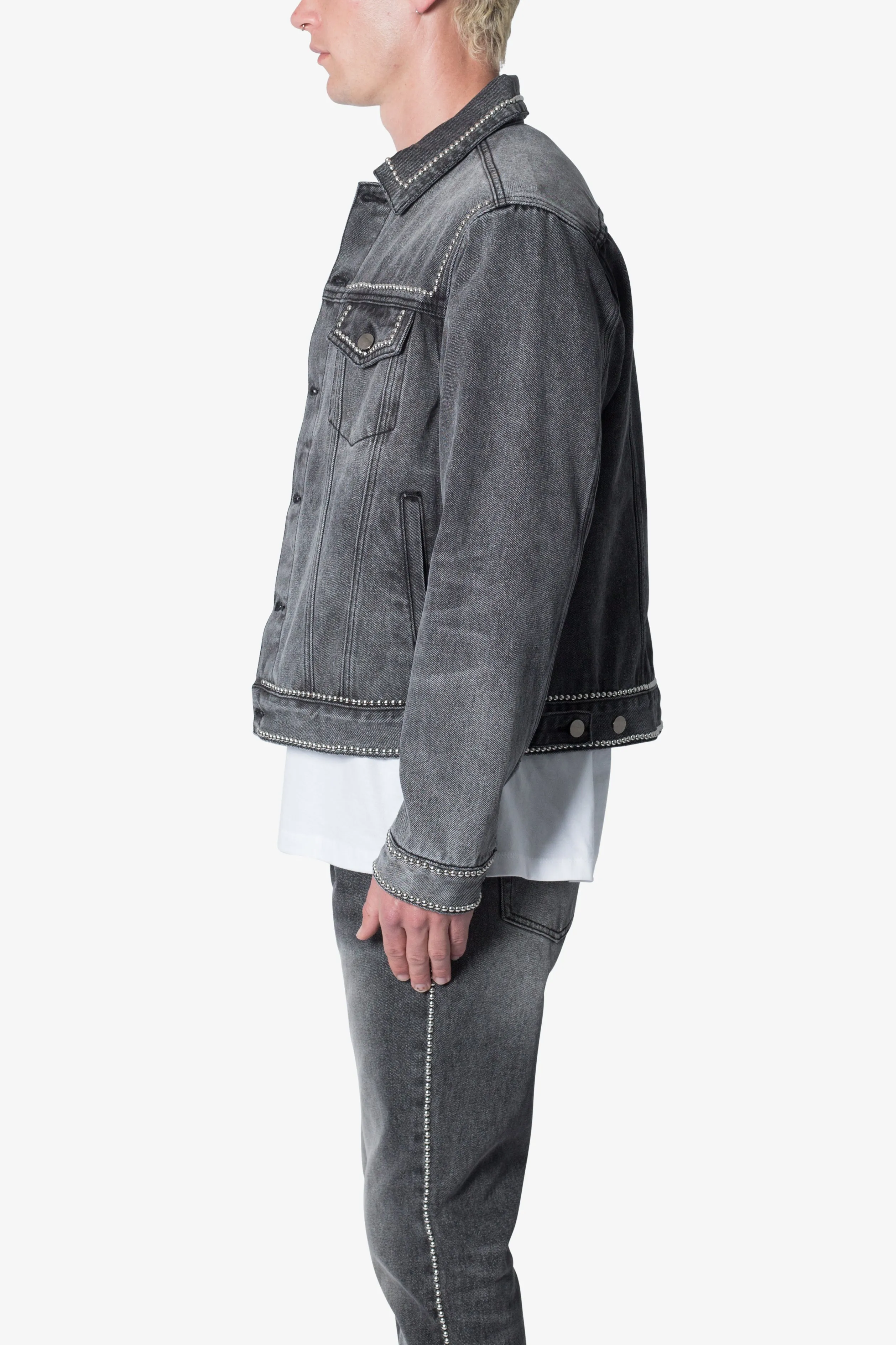 Flat Studded Trucker Jacket - Black sold by MNML product image thumbnail 4