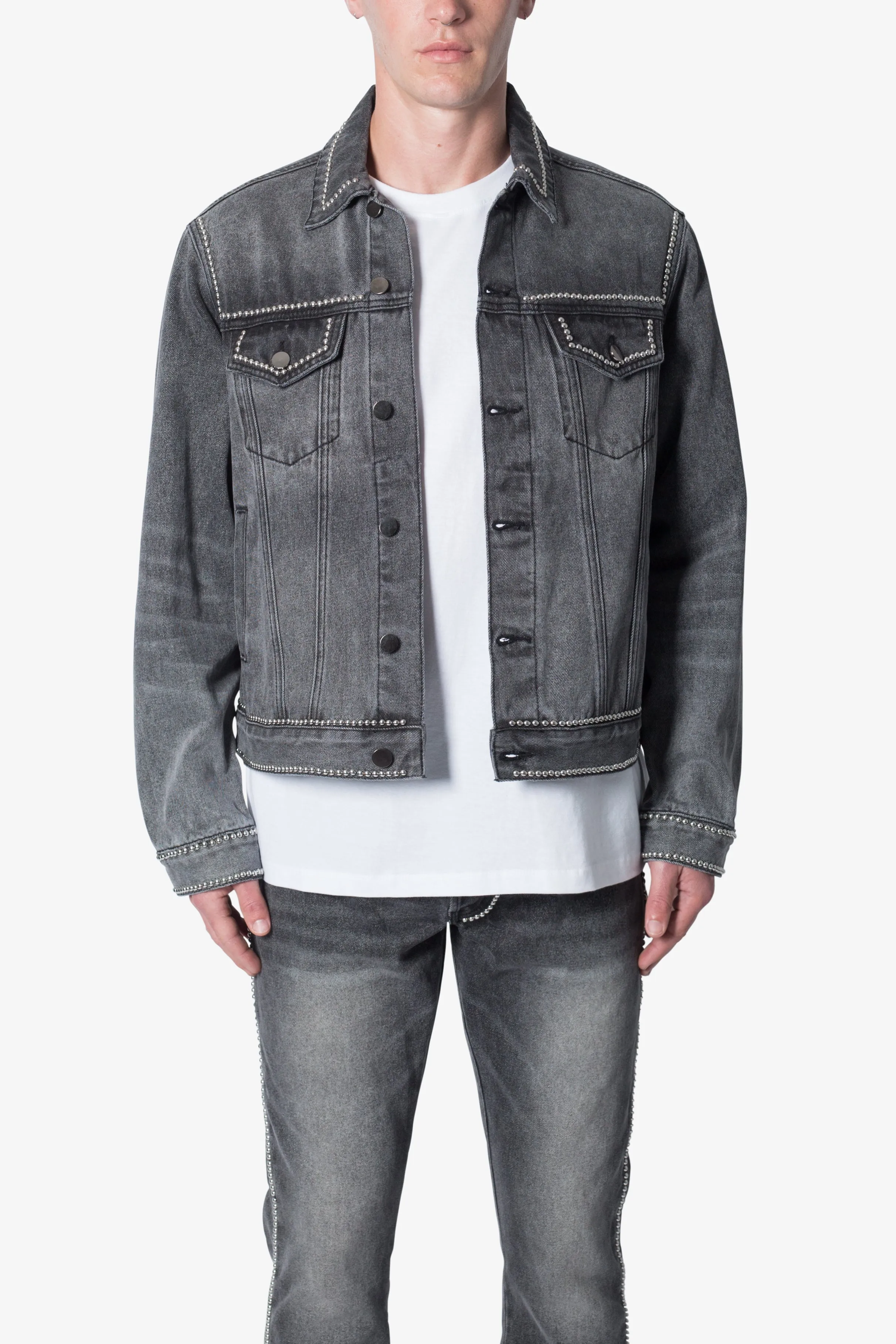 Flat Studded Trucker Jacket - Black sold by MNML