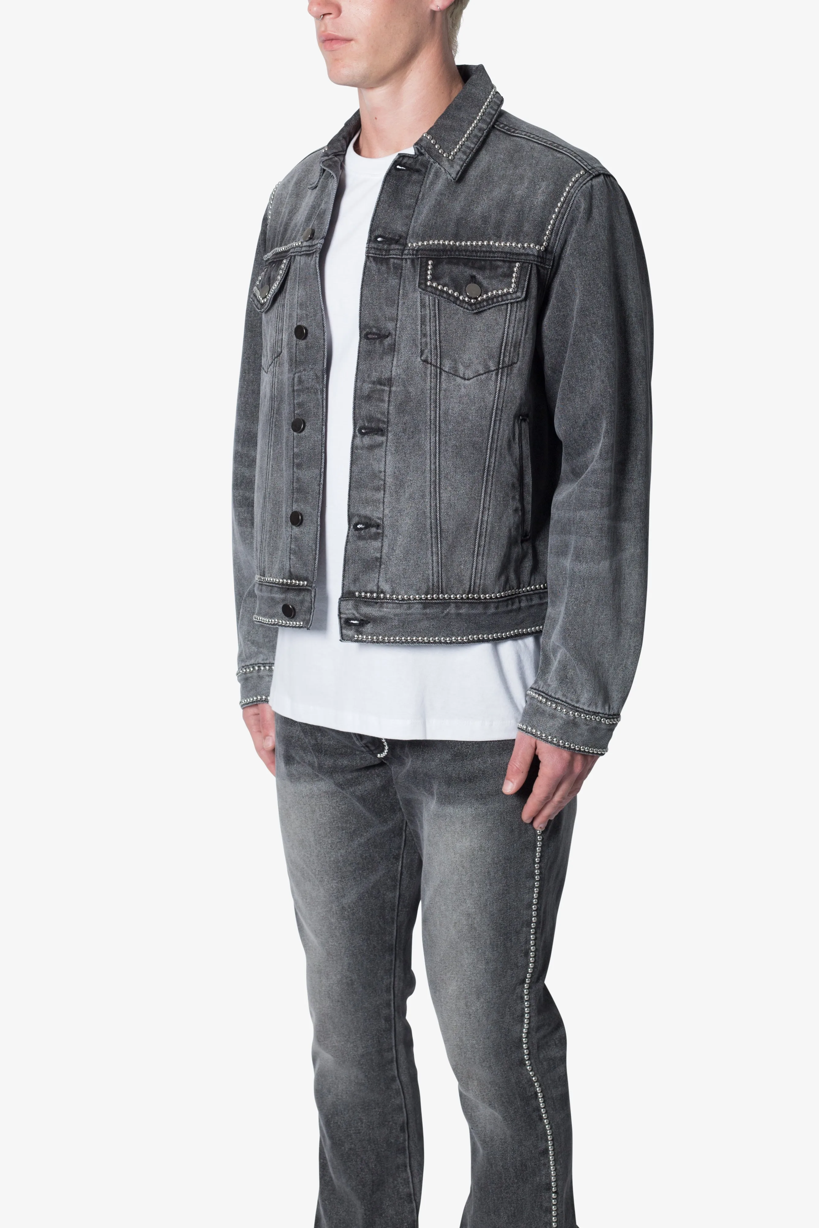 Flat Studded Trucker Jacket - Black sold by MNML product image thumbnail 3