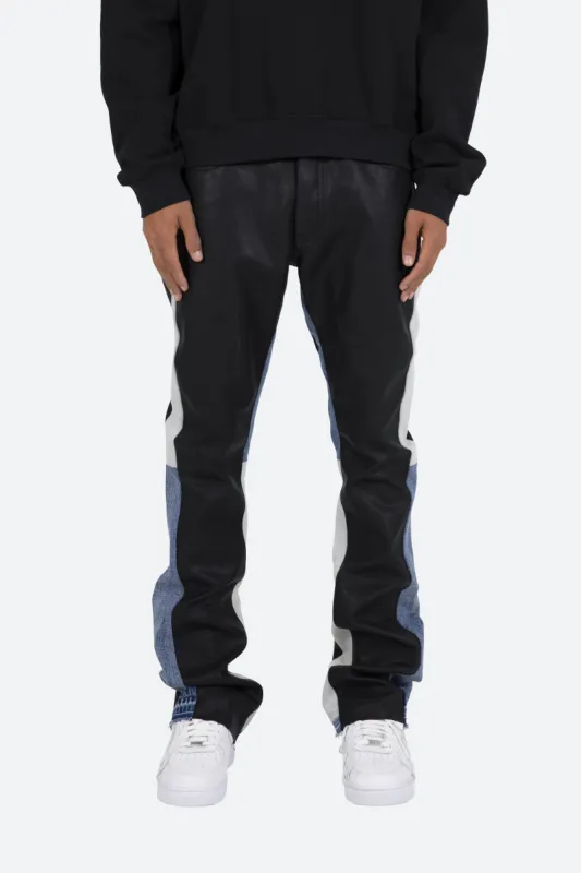 B417 Leather Flare Pants - Black/Blue sold by MNML