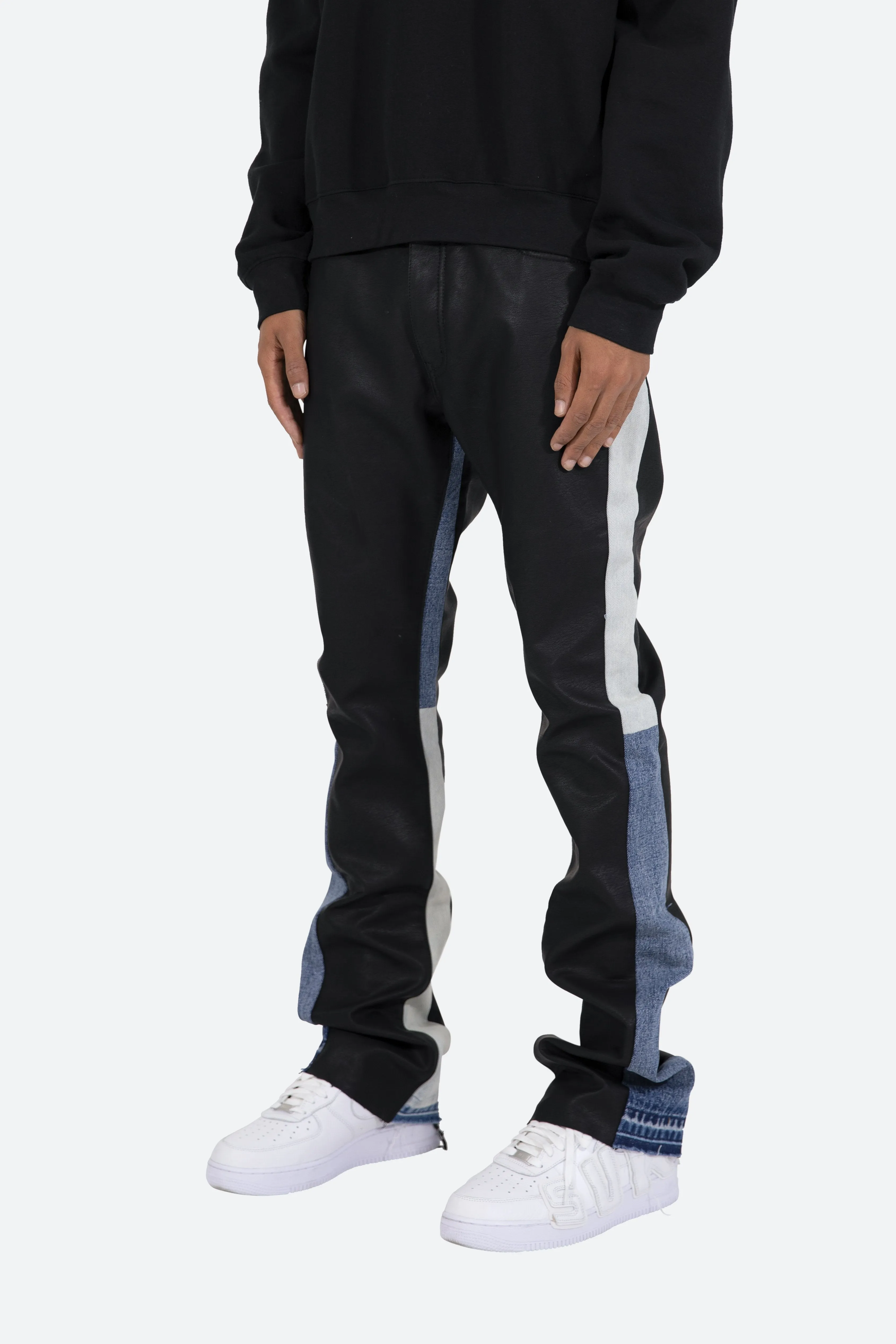 B417 Leather Flare Pants - Black/Blue sold by MNML product image thumbnail 4