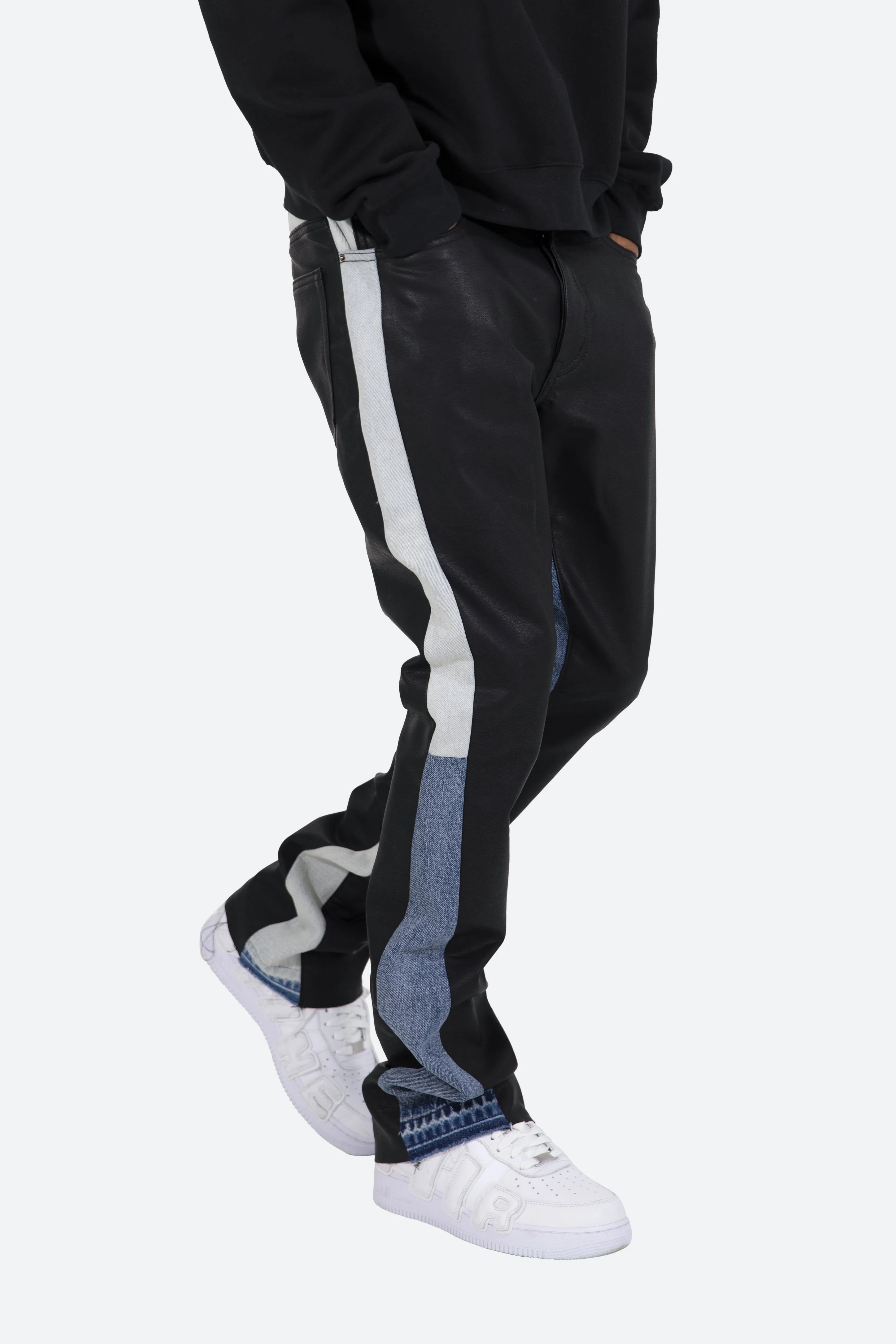 B417 Leather Flare Pants - Black/Blue sold by MNML product image thumbnail 2