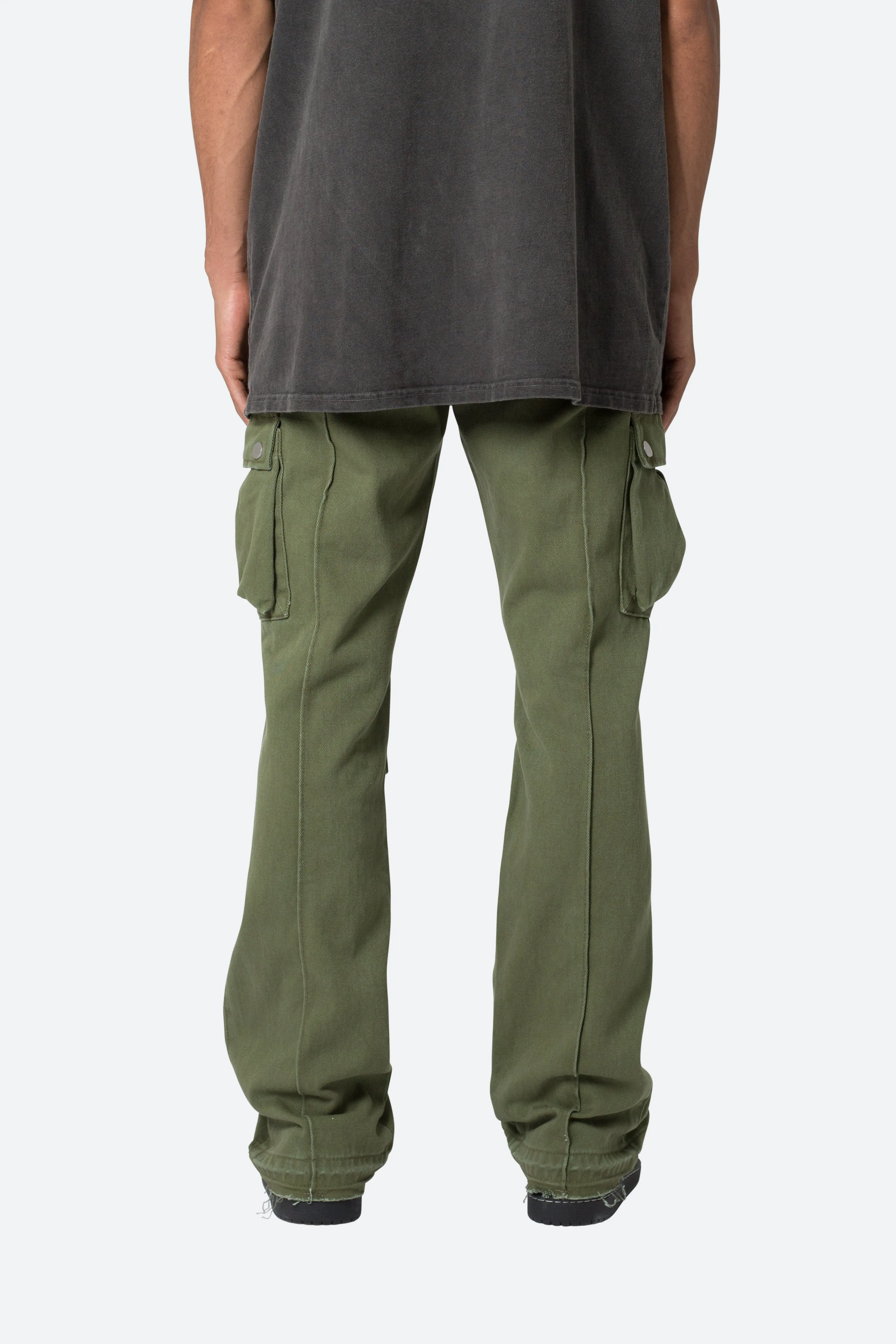 Front Zip Flare Cargo Pants - Olive sold by MNML product image thumbnail 5