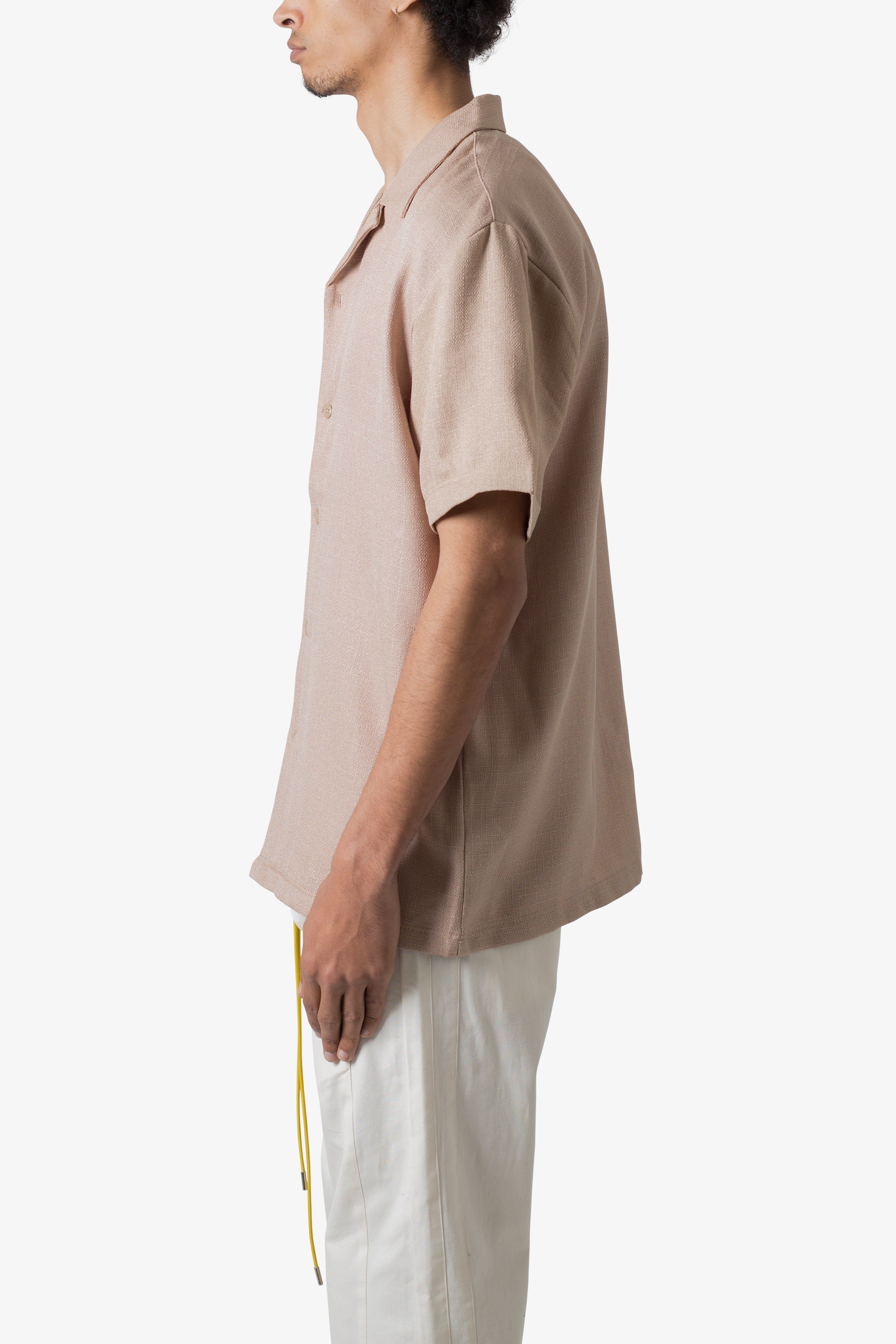 Linen Blend S/S Shirt - Brown sold by MNML product image thumbnail 4