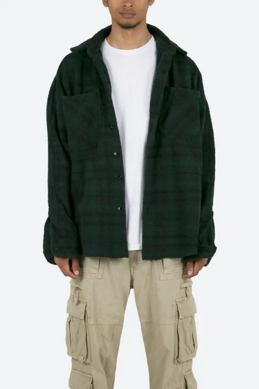 Heavyweight Woven Flannel - Navy/Green sold by MNML