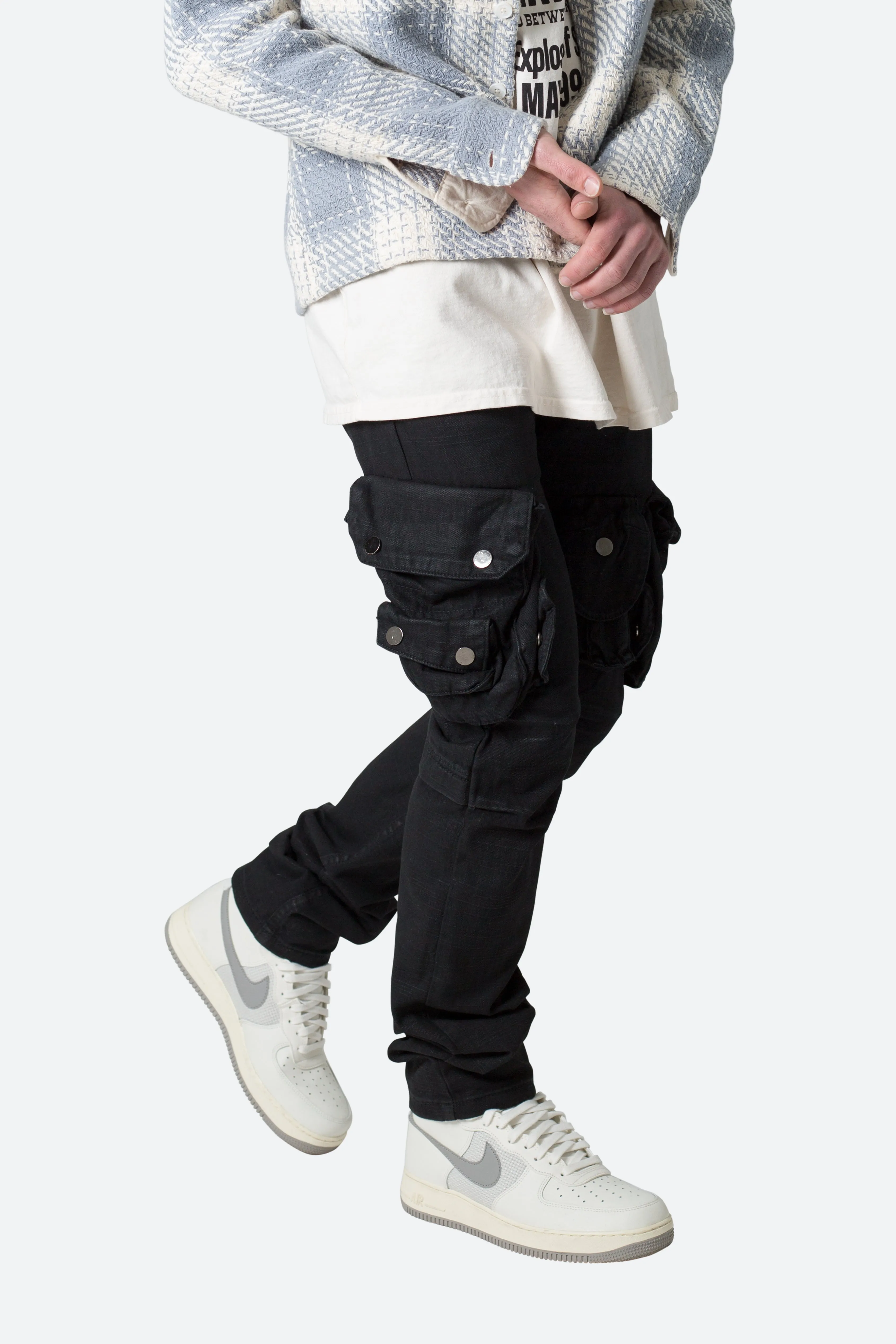 Waxed Denim Cargo Pants - Black sold by MNML product image thumbnail 2